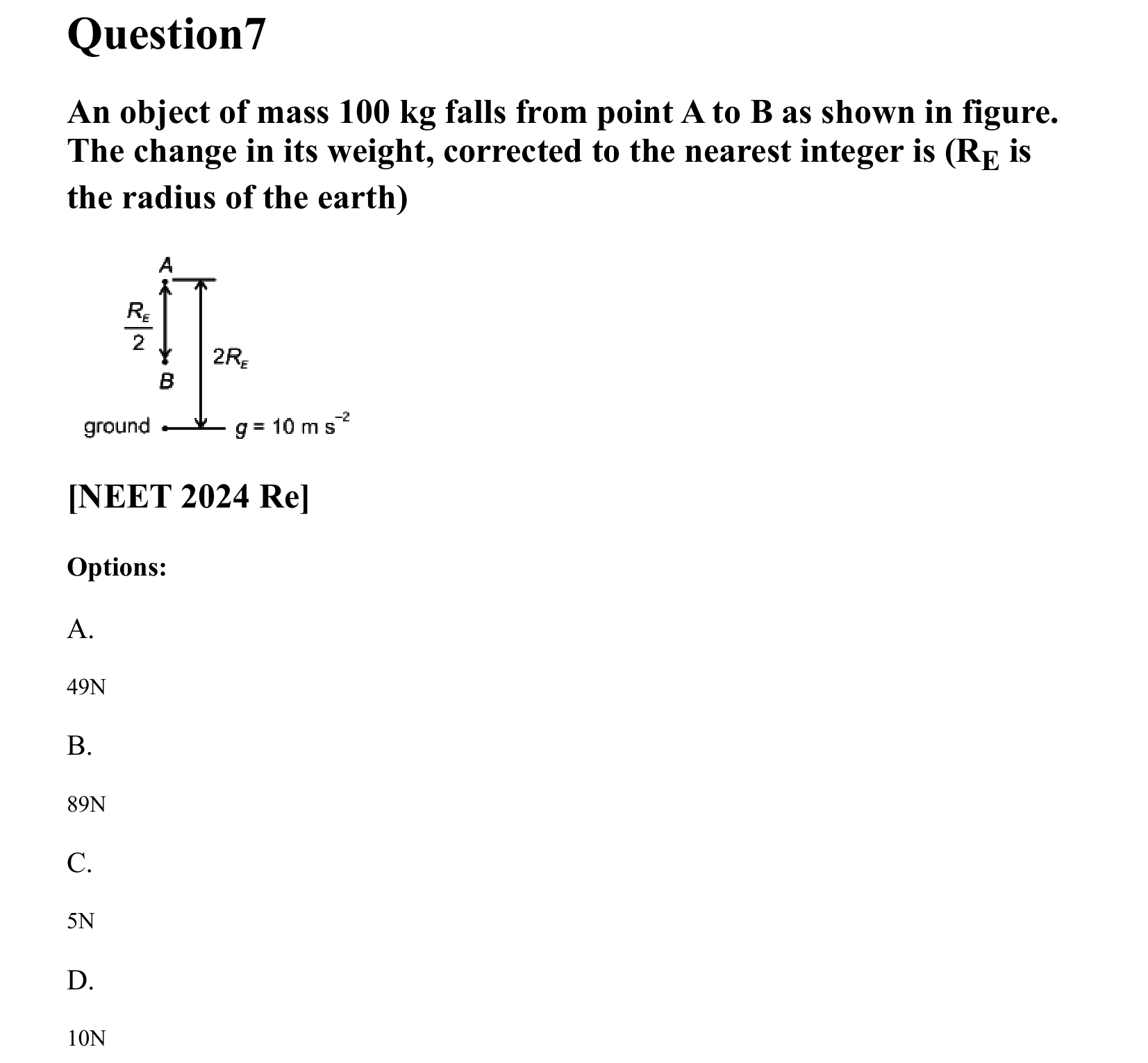 Gravitation question 7