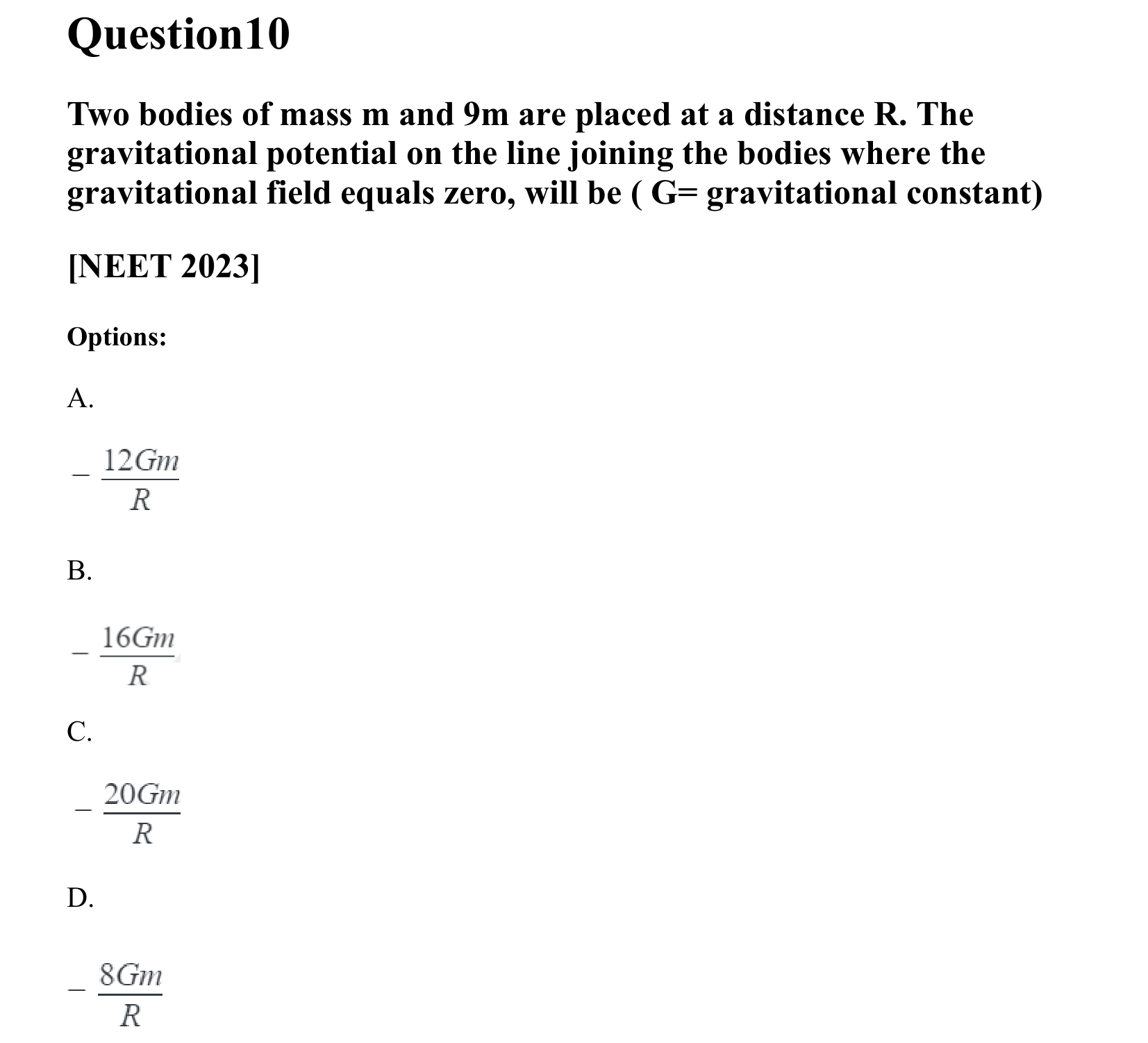 Gravitation question 10