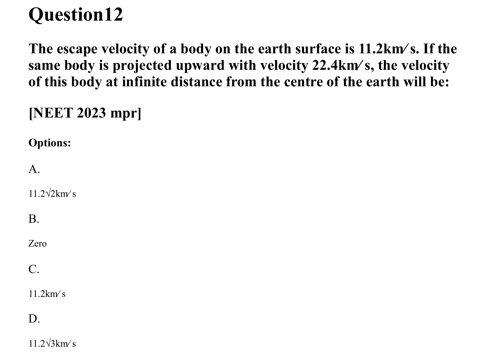 Gravitation question 12