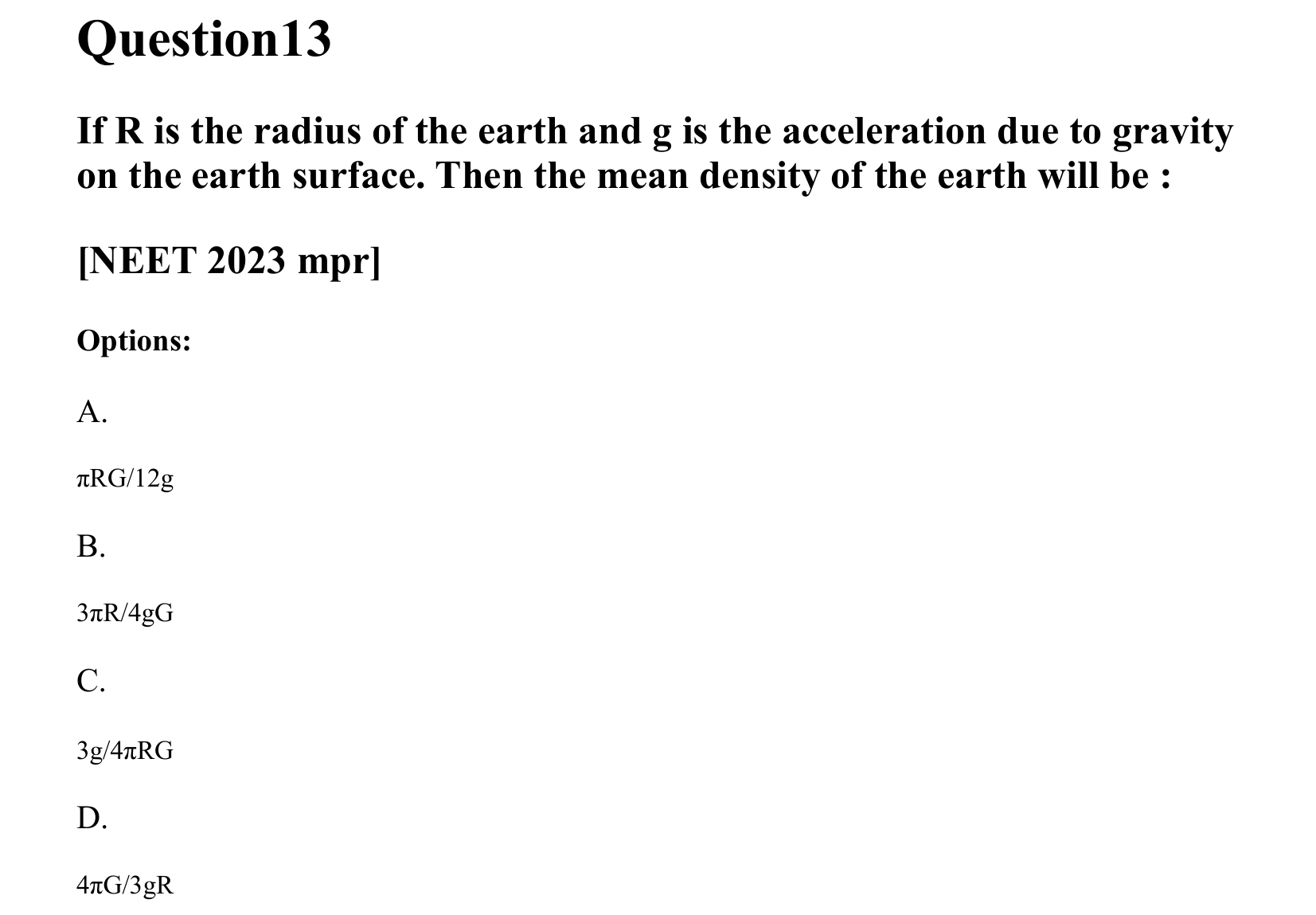 Gravitation question 13
