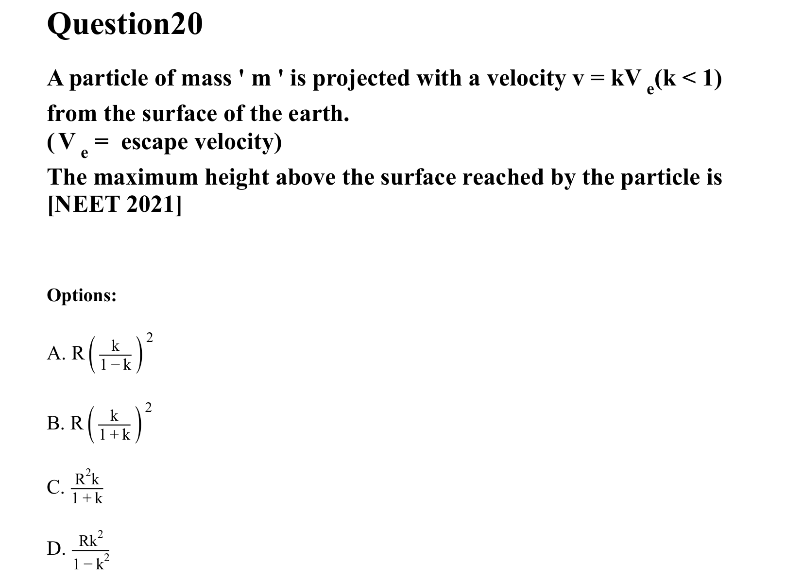 Gravitation question 20