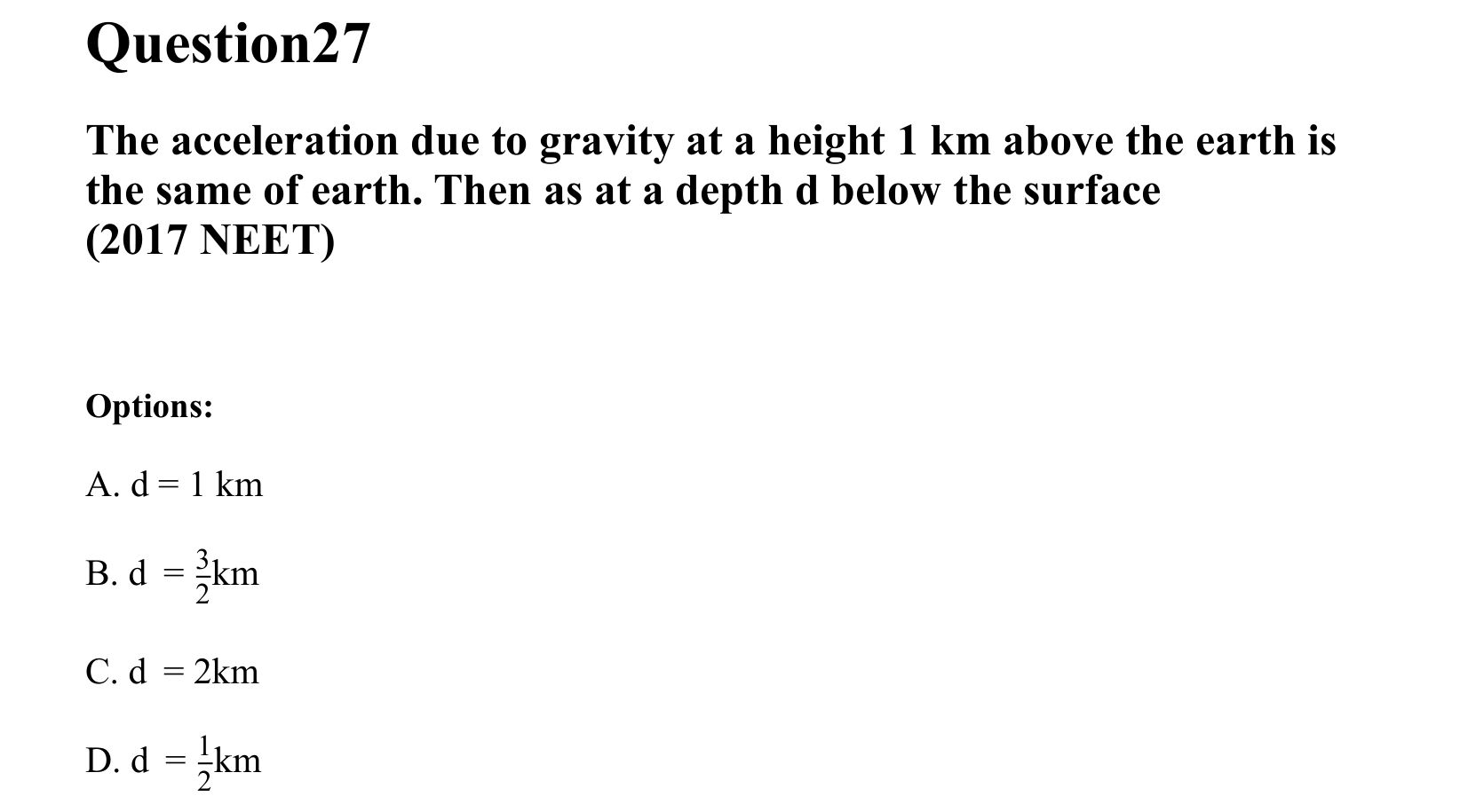 Gravitation question 27