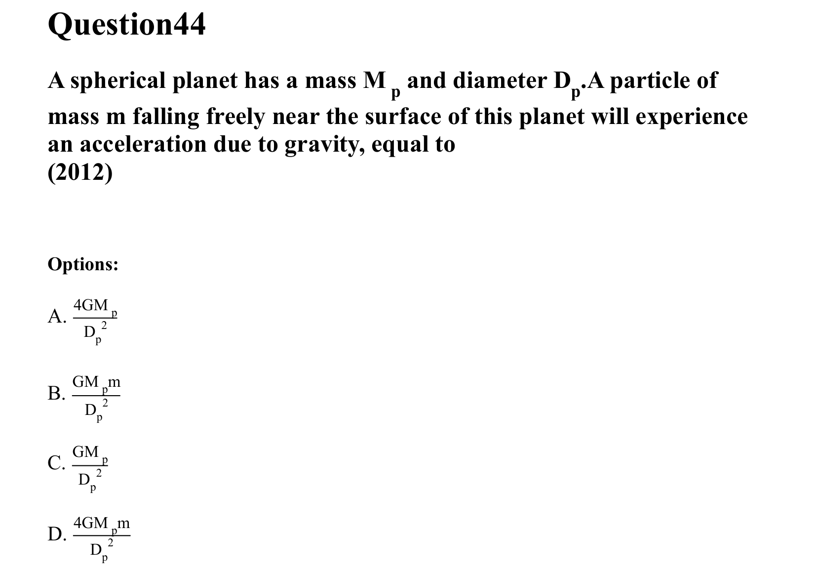 Gravitation question 44