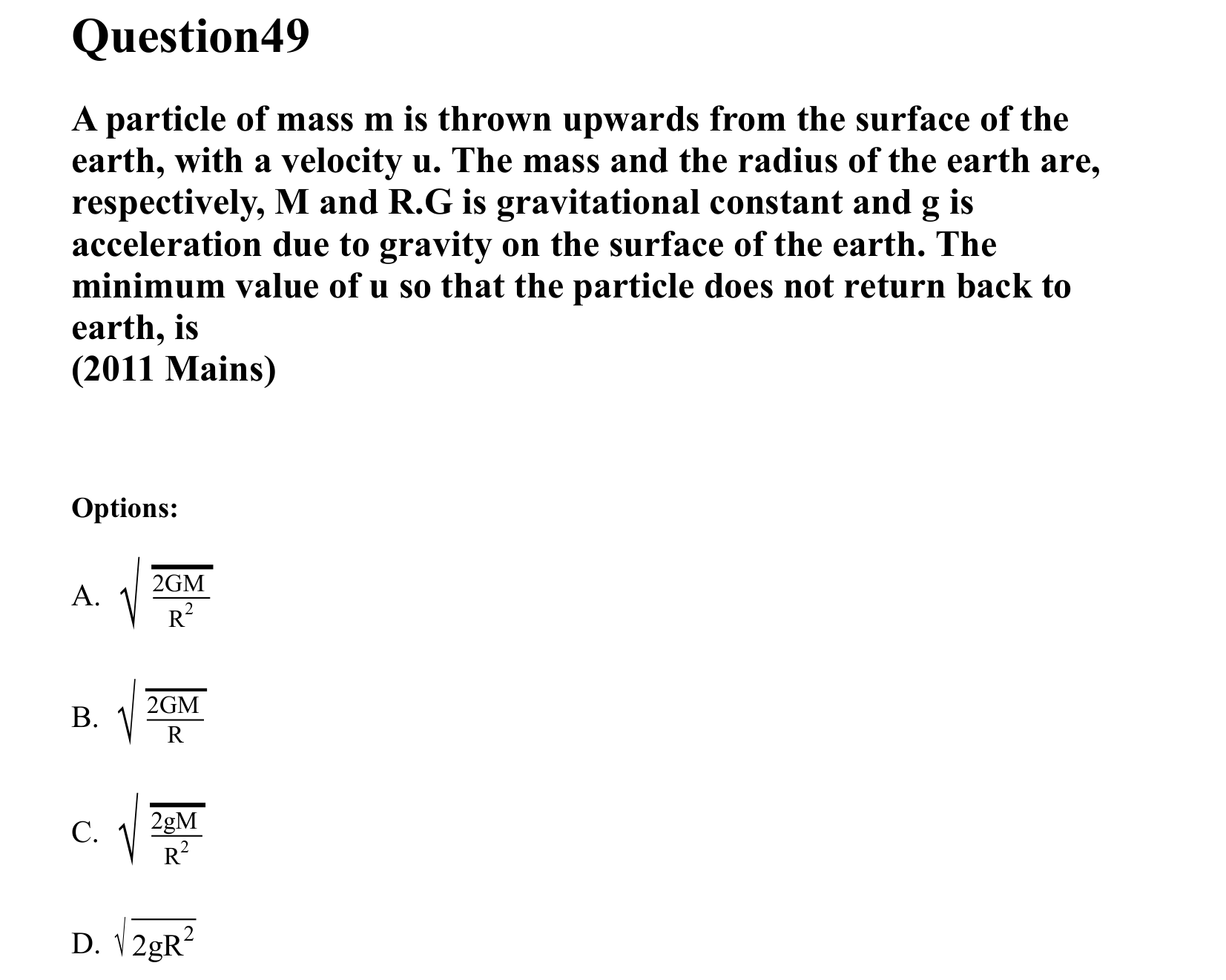 Gravitation question 49