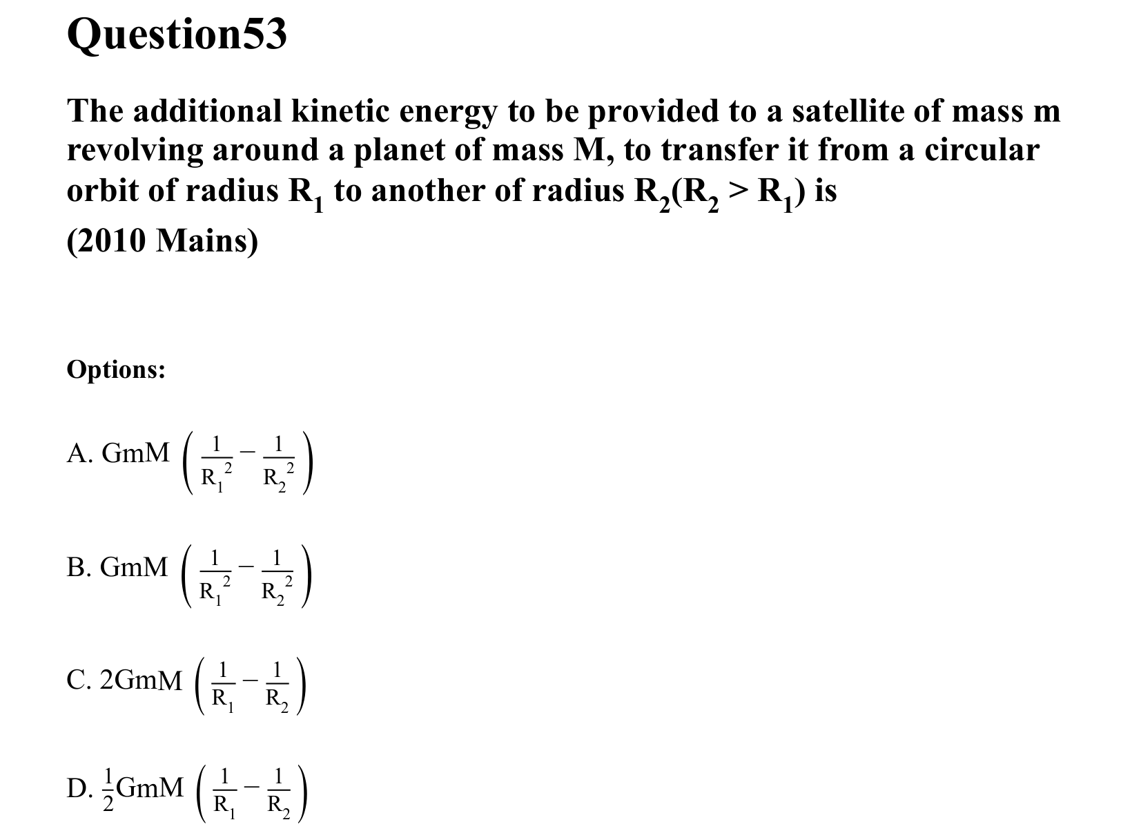 Gravitation question 53