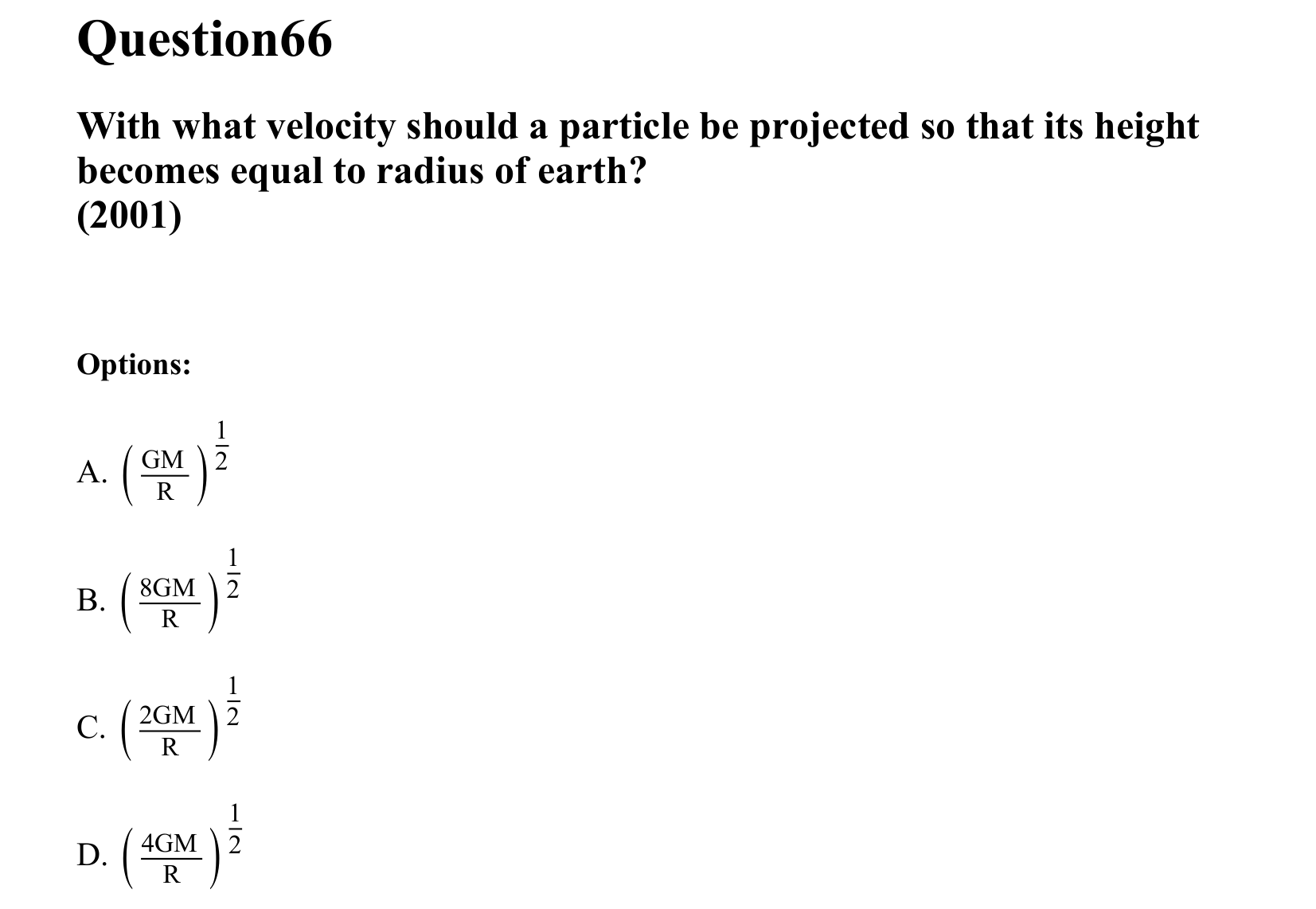 Gravitation question 66