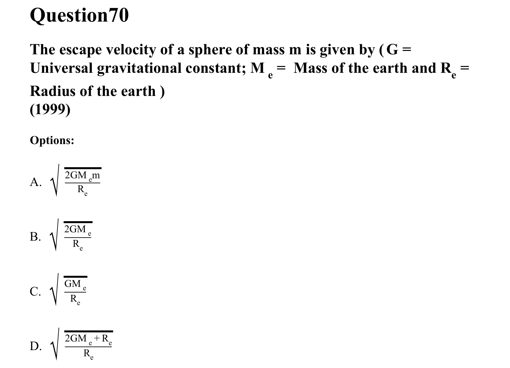 Gravitation question 70