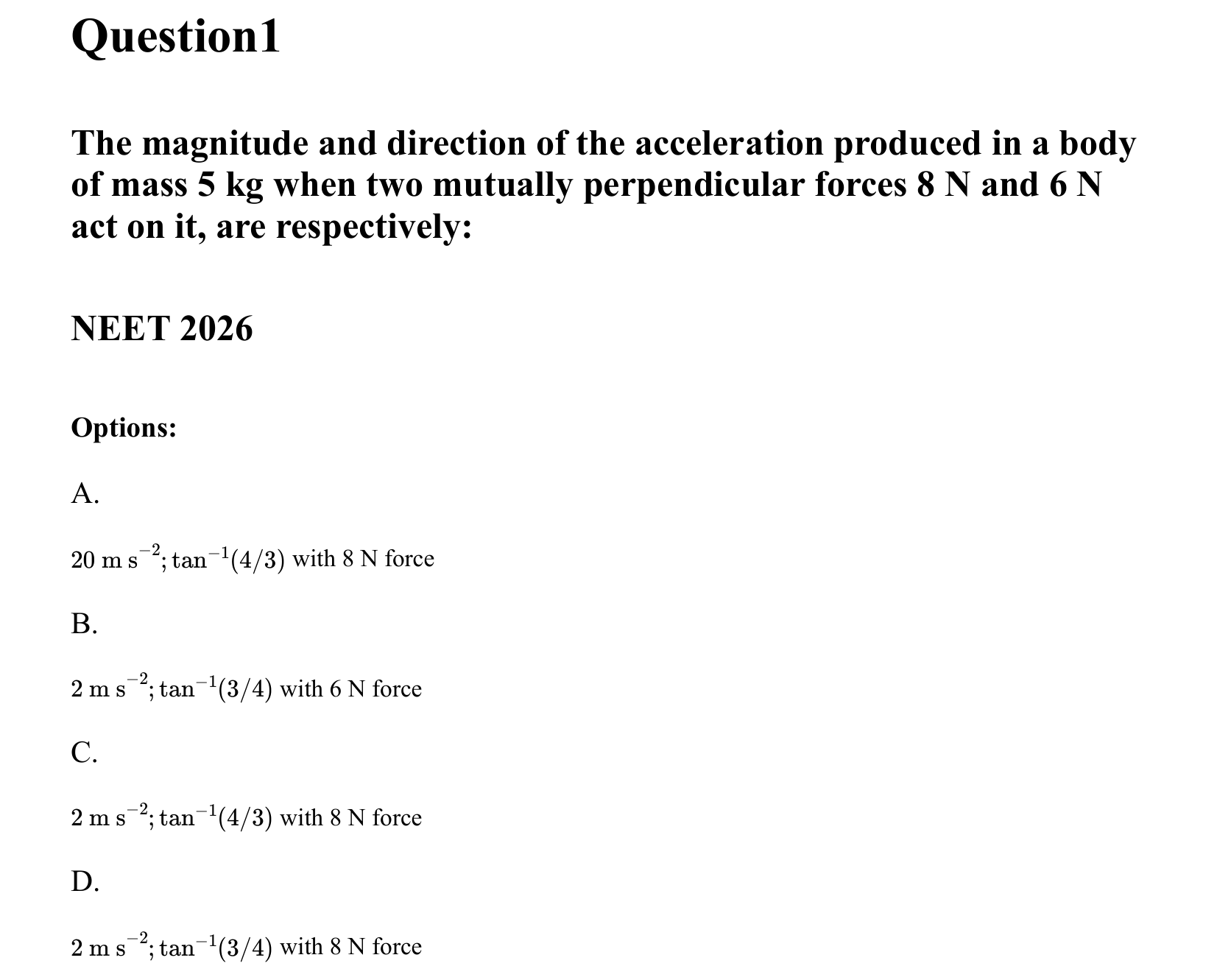 Laws of Motion question 1