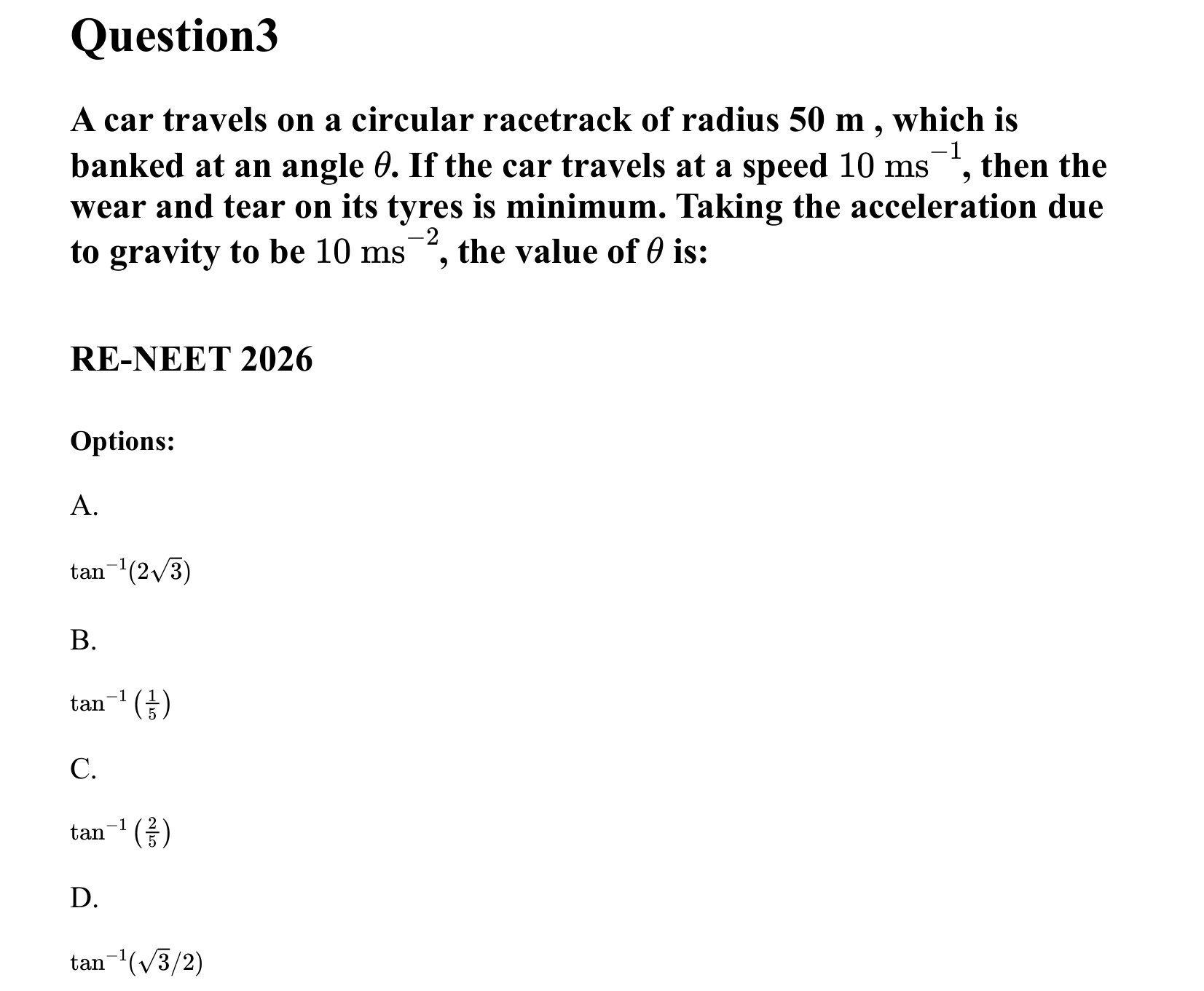 Laws of Motion question 3