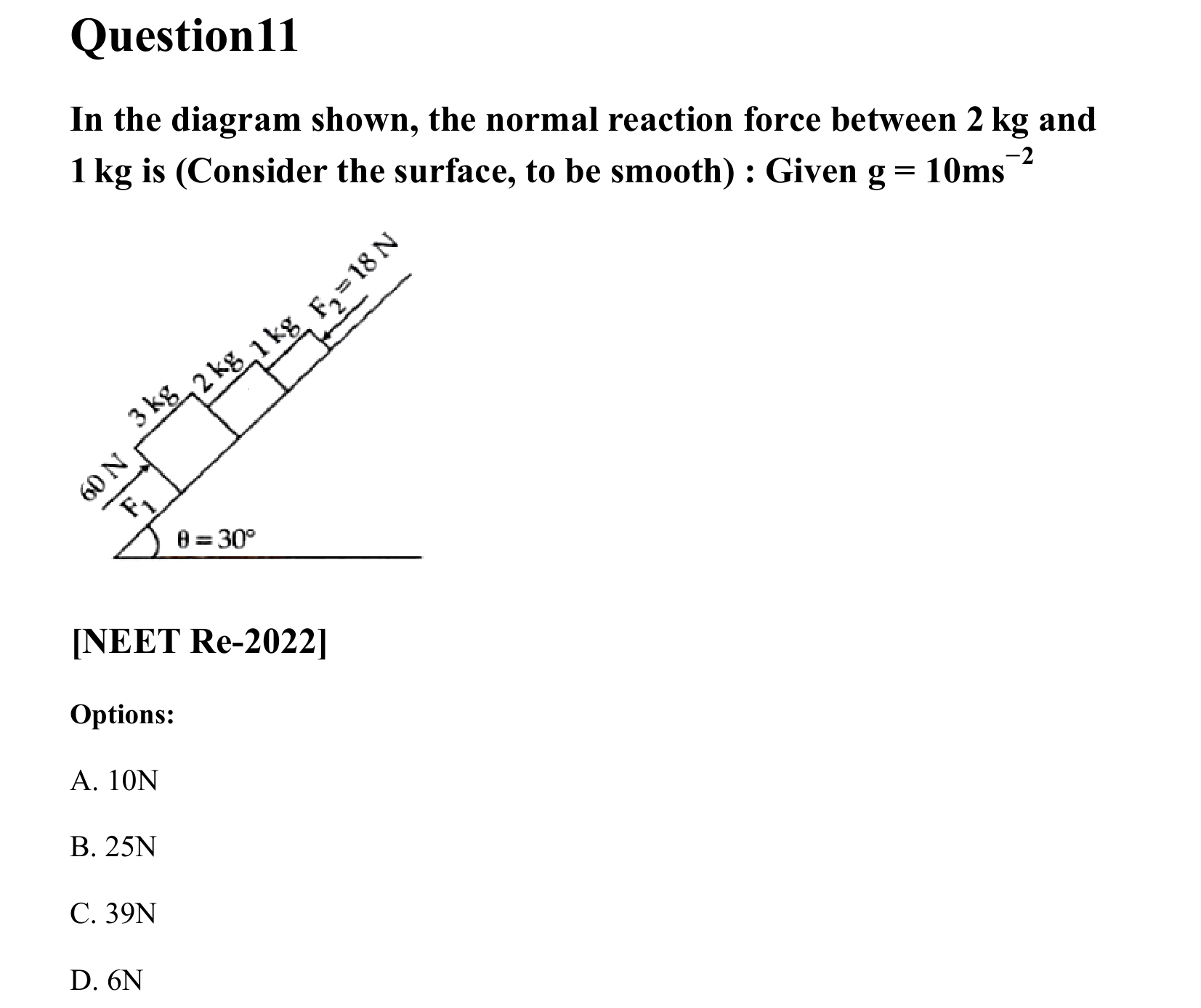 Laws of Motion question 11