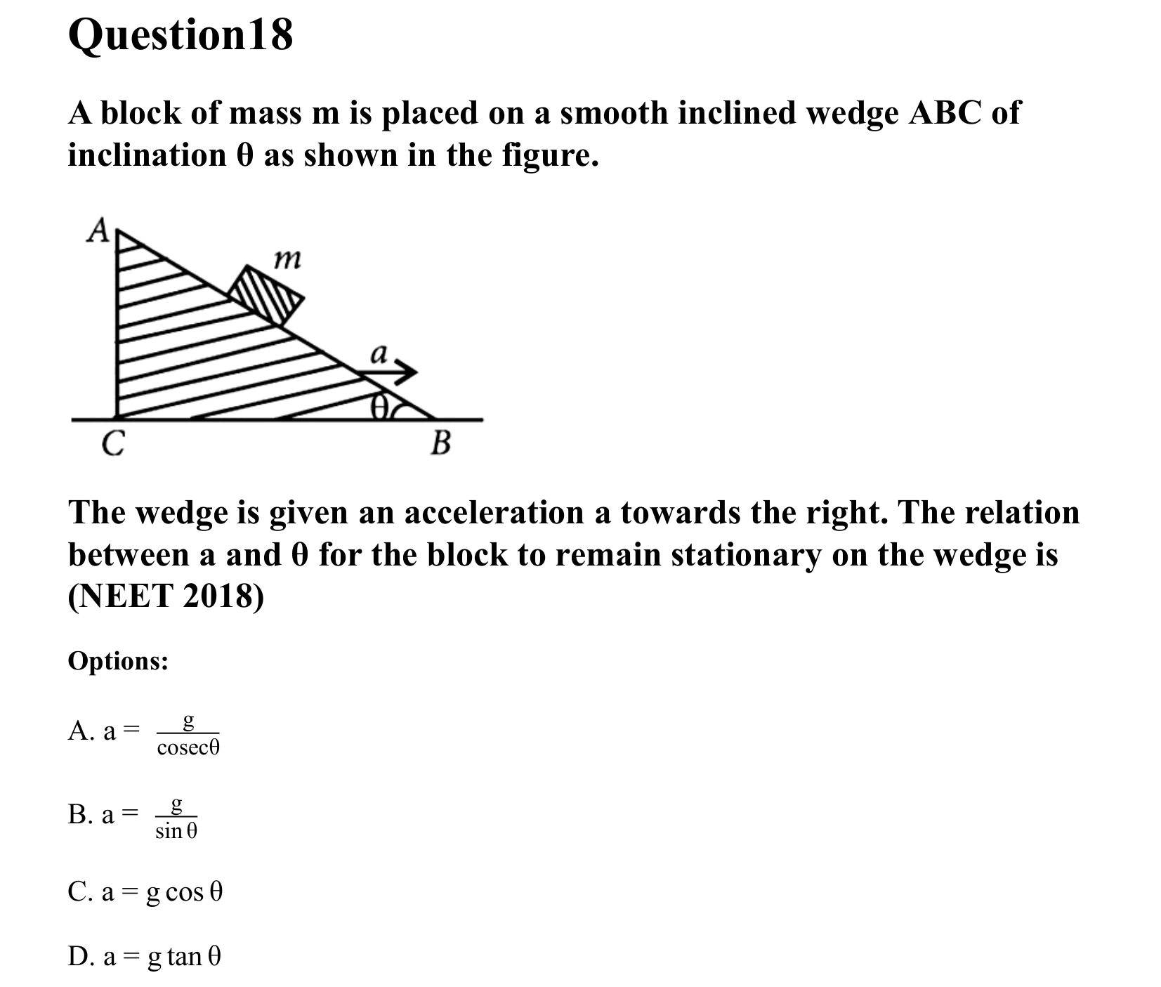 Laws of Motion question 18