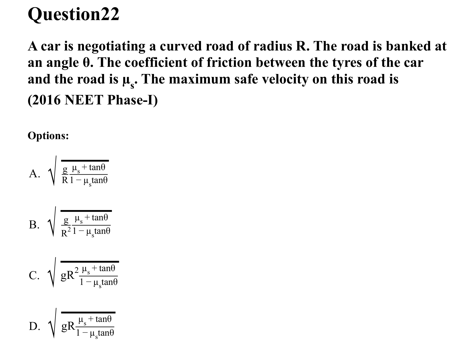 Laws of Motion question 22