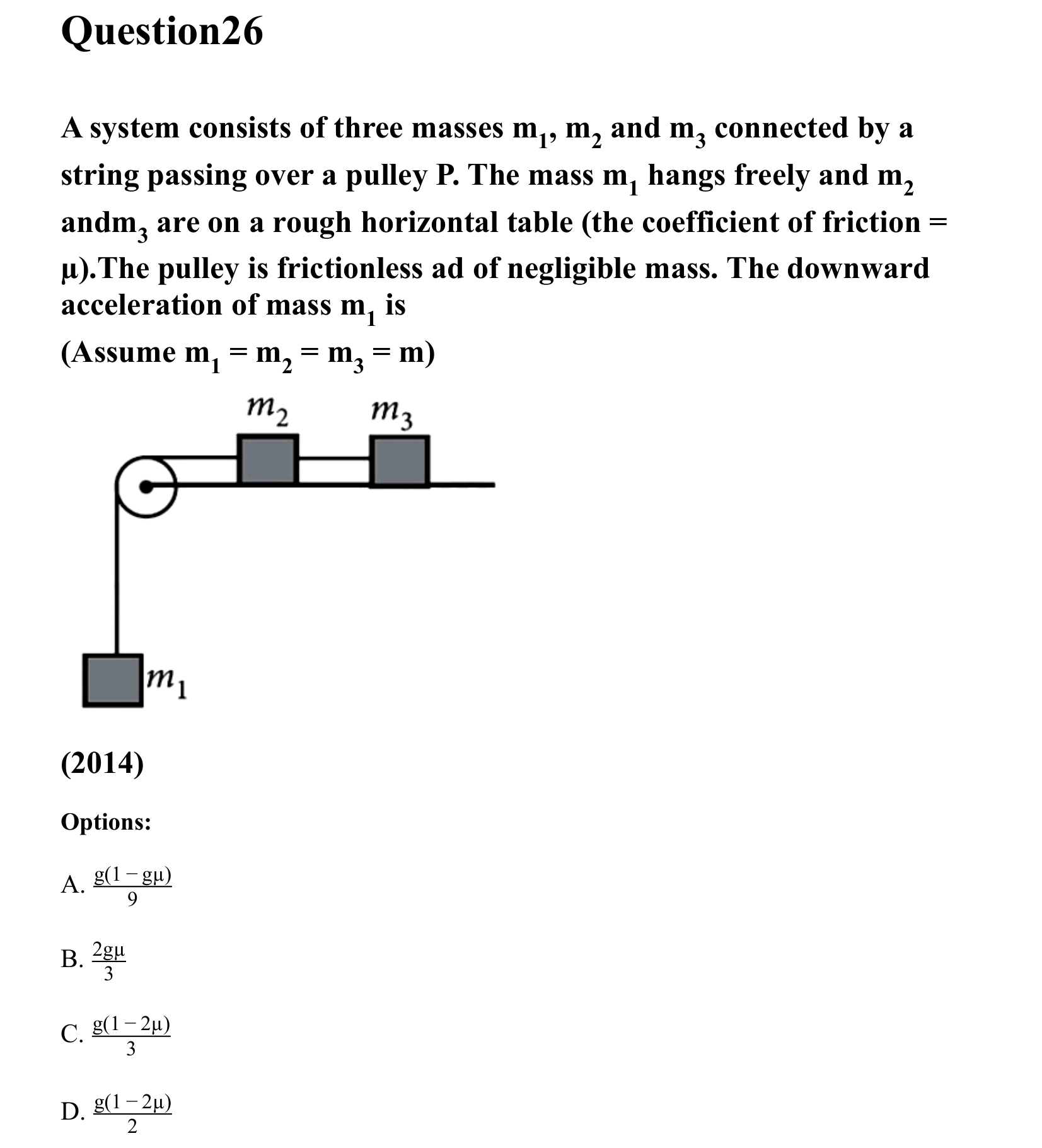 Laws of Motion question 26