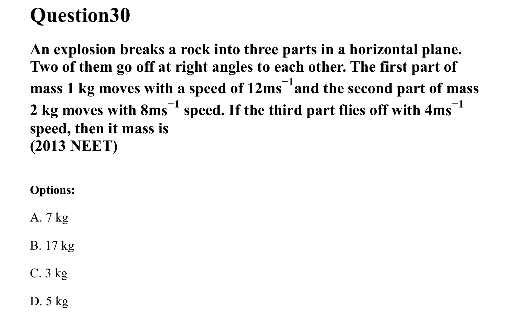 Laws of Motion question 30