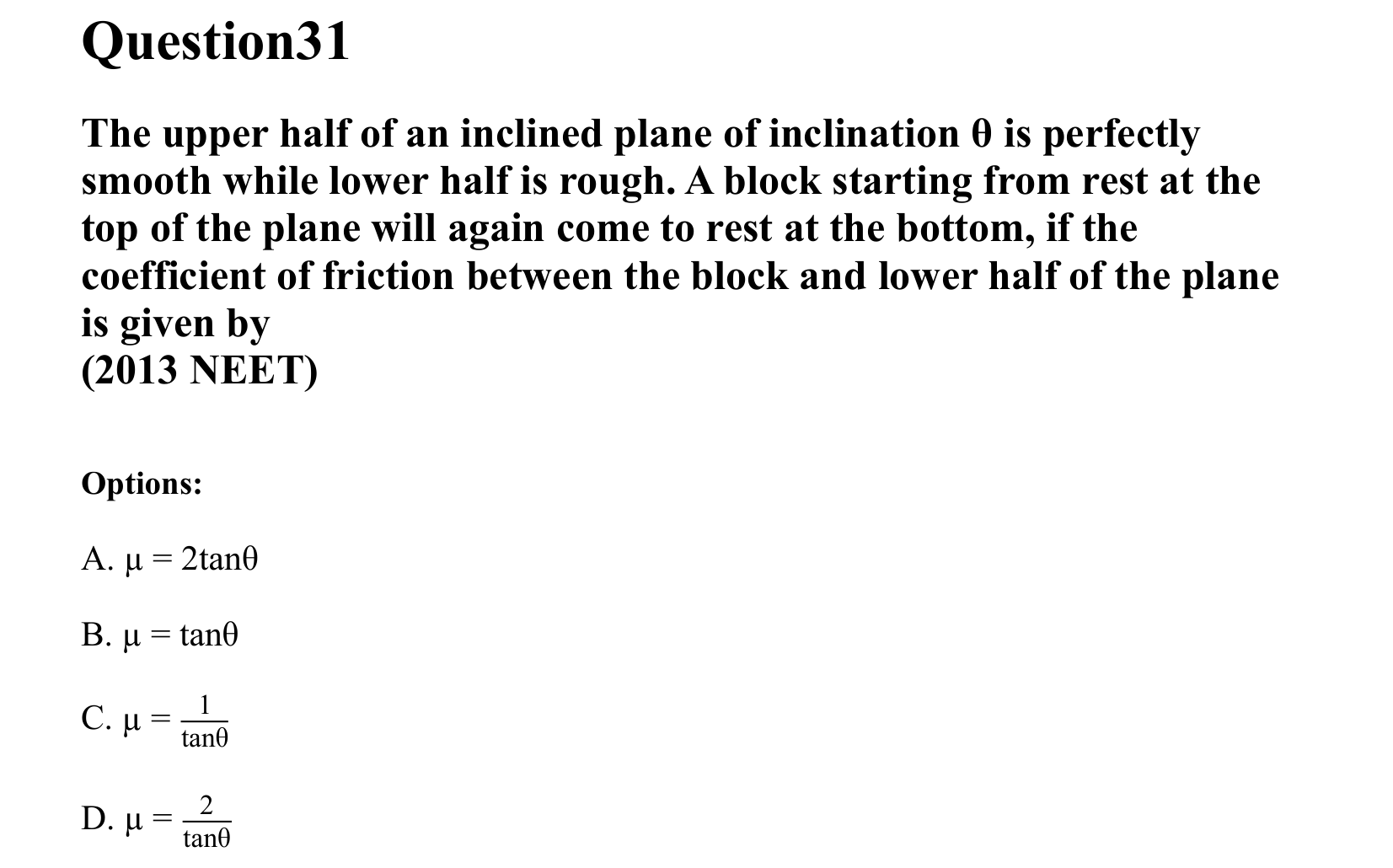 Laws of Motion question 31