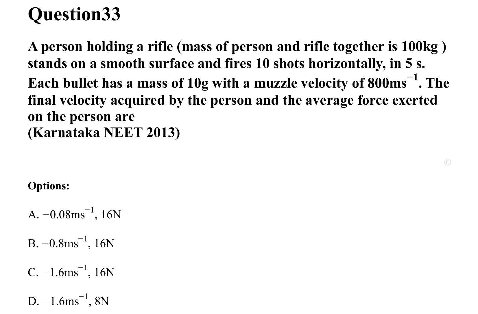 Laws of Motion question 33