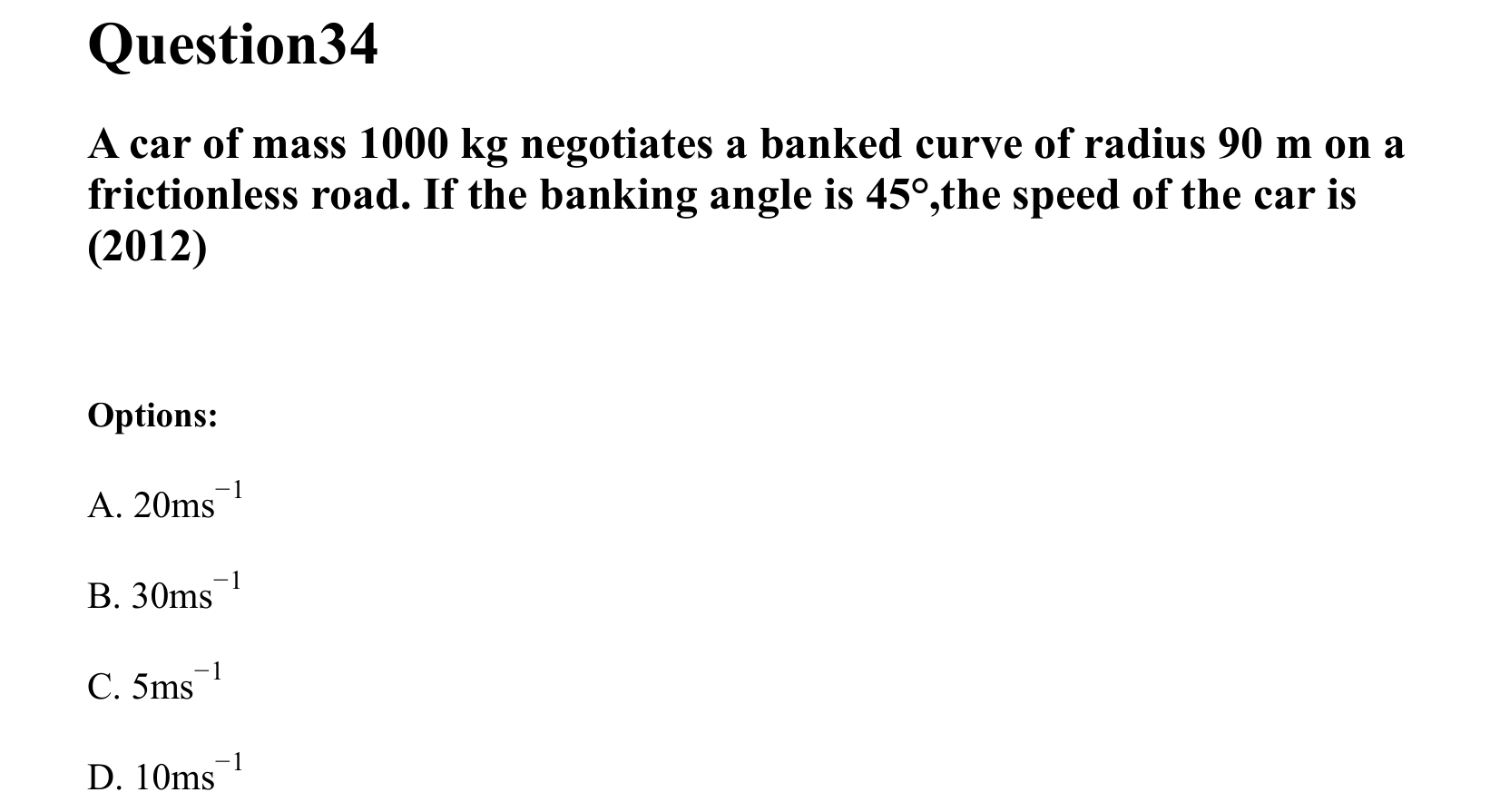 Laws of Motion question 34