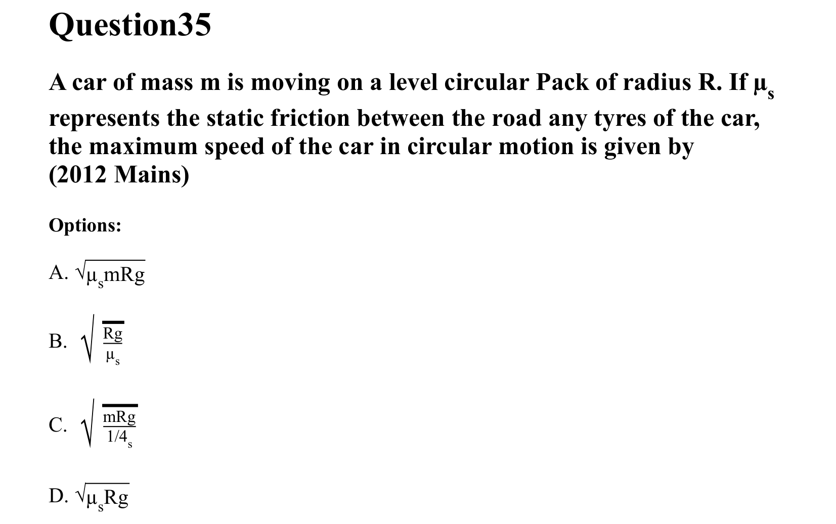 Laws of Motion question 35
