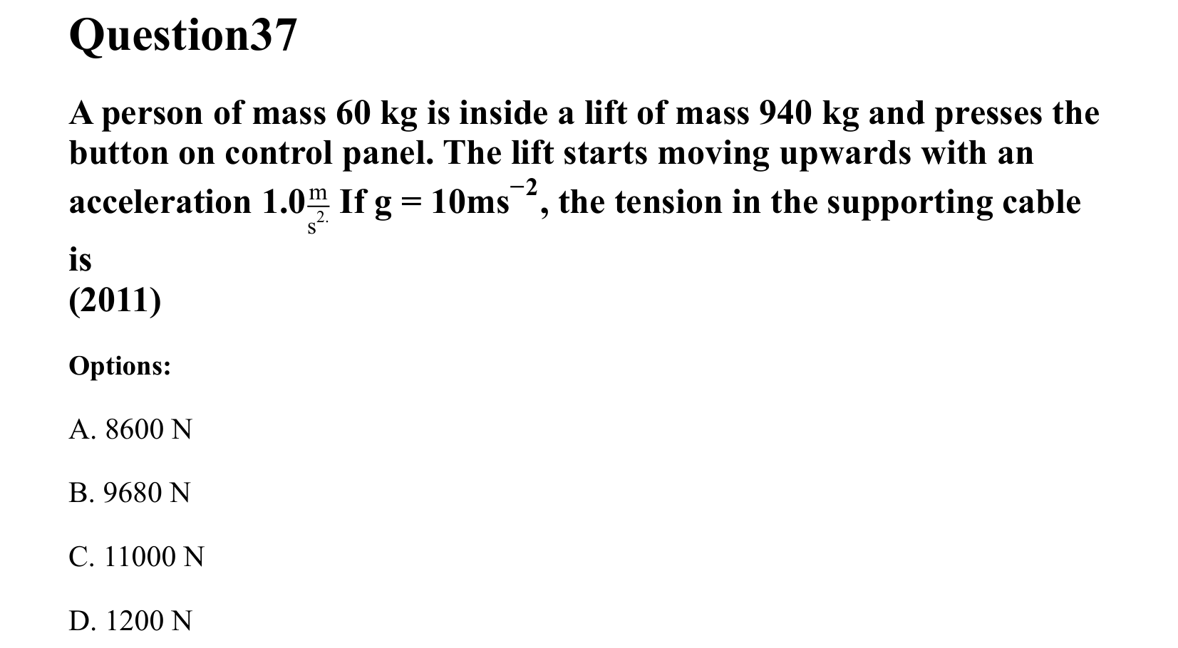 Laws of Motion question 37