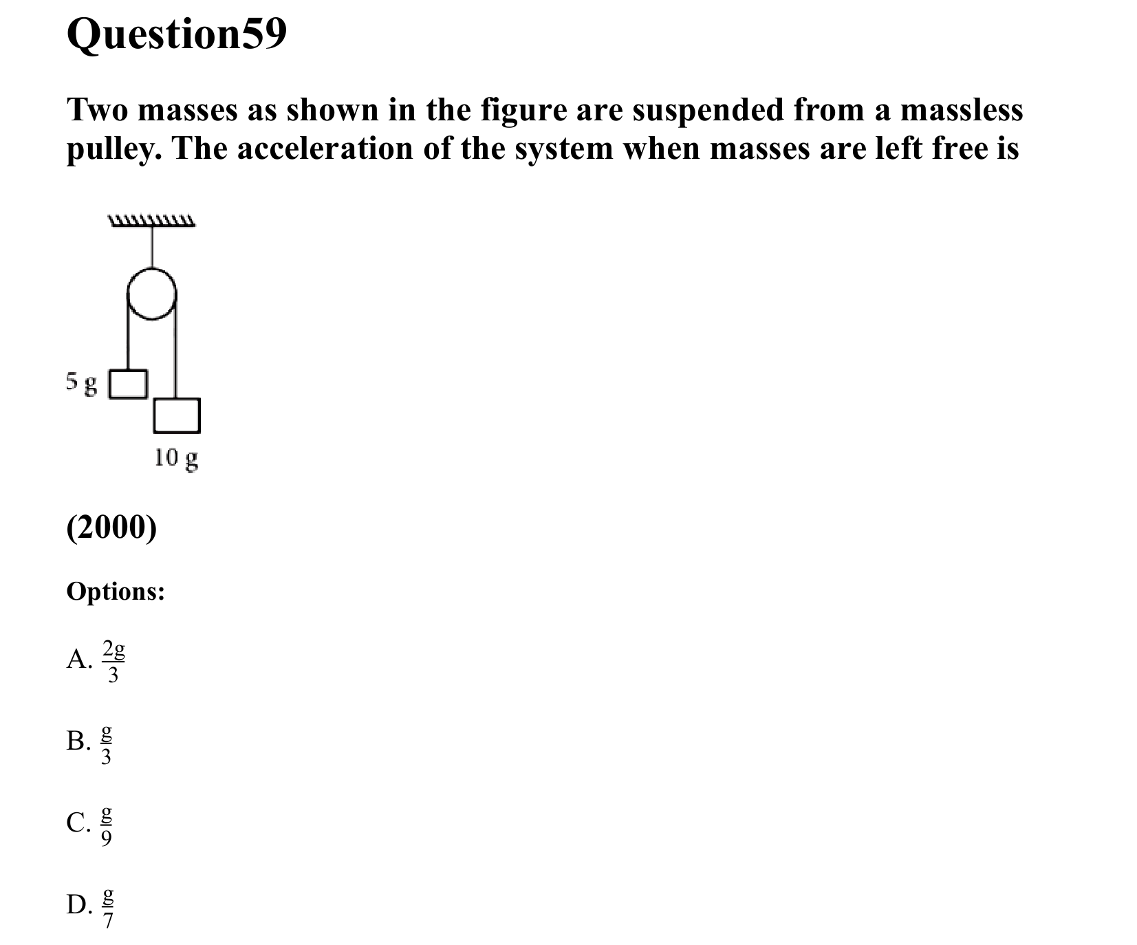 Laws of Motion question 59