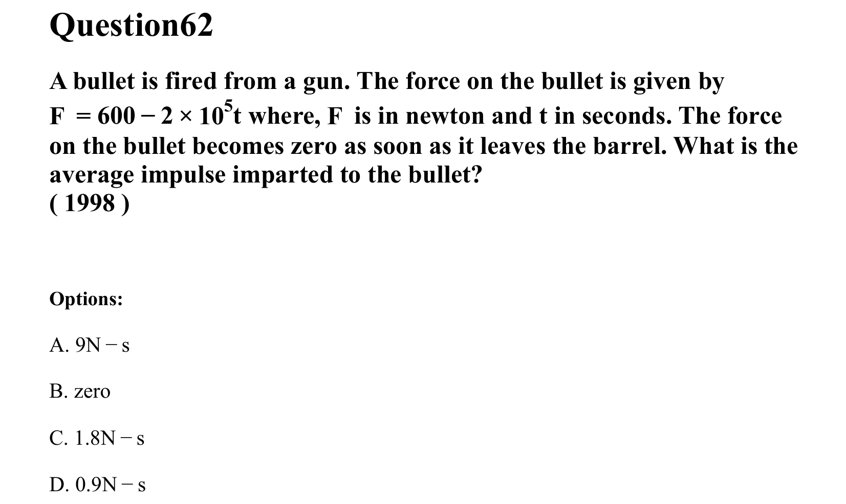 Laws of Motion question 62