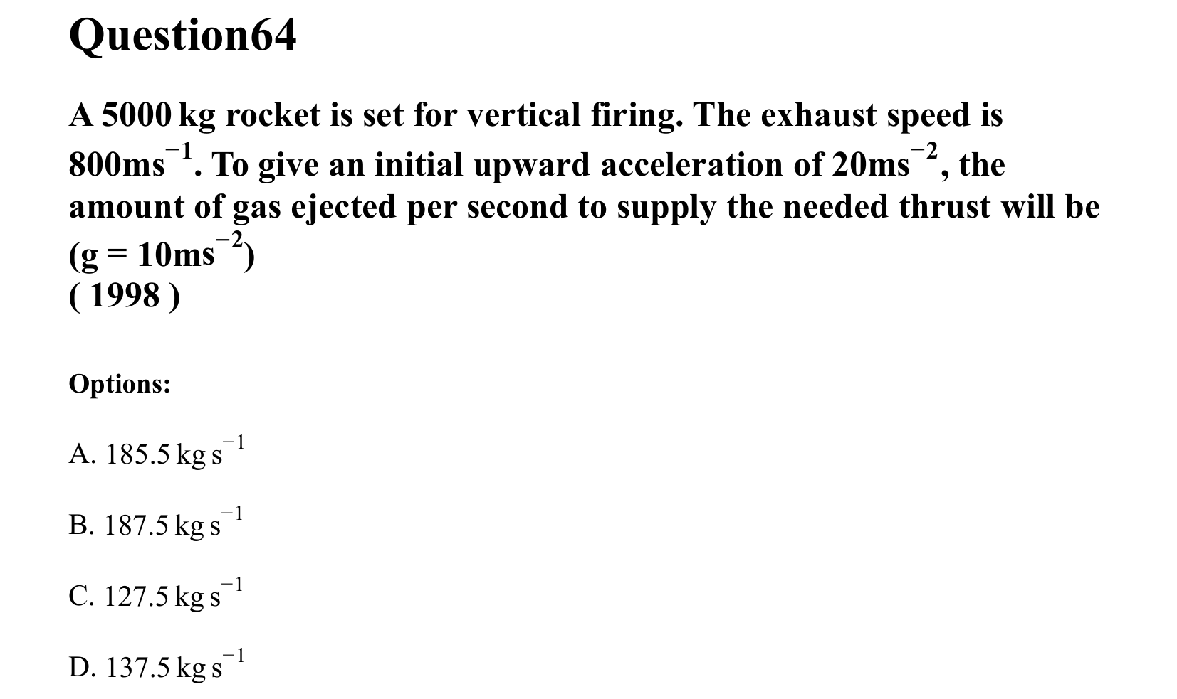 Laws of Motion question 64