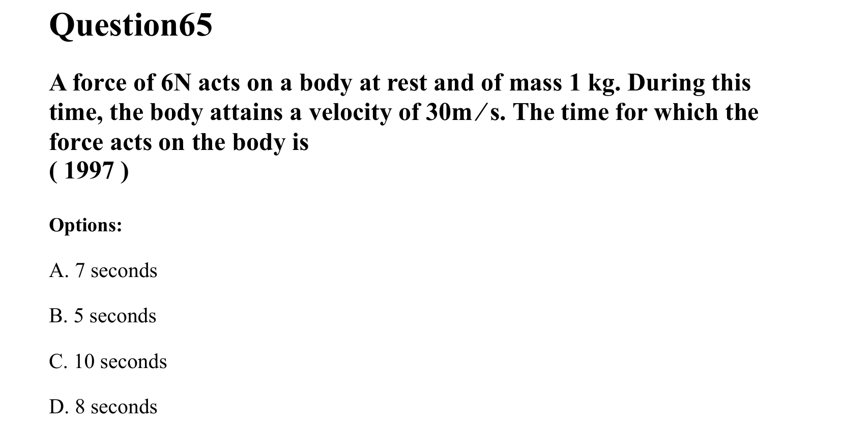 Laws of Motion question 65