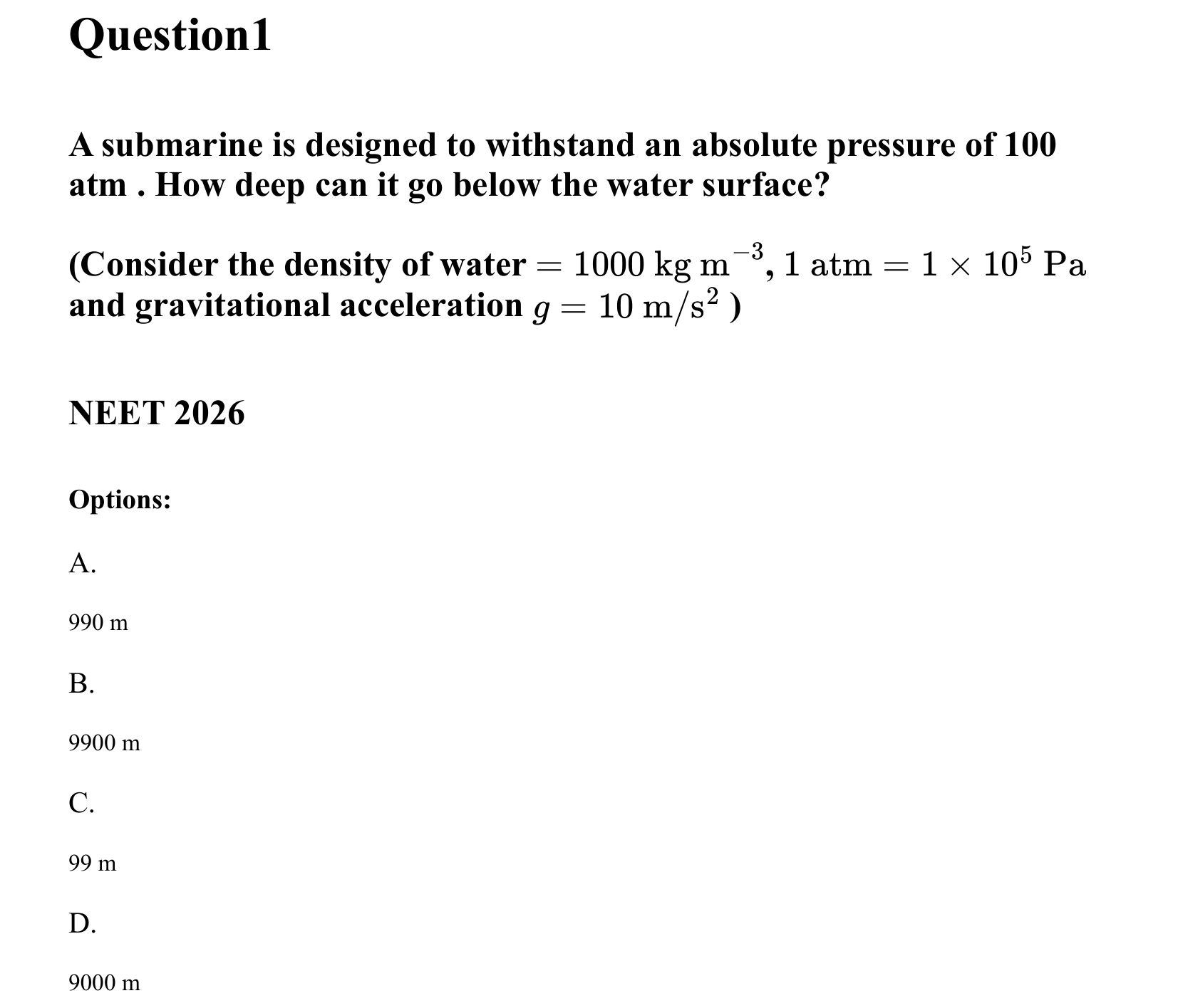 Mechanical Properties of Matter and Fluids question 1