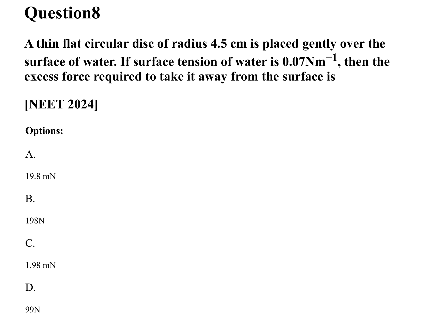 Mechanical Properties of Matter and Fluids question 8