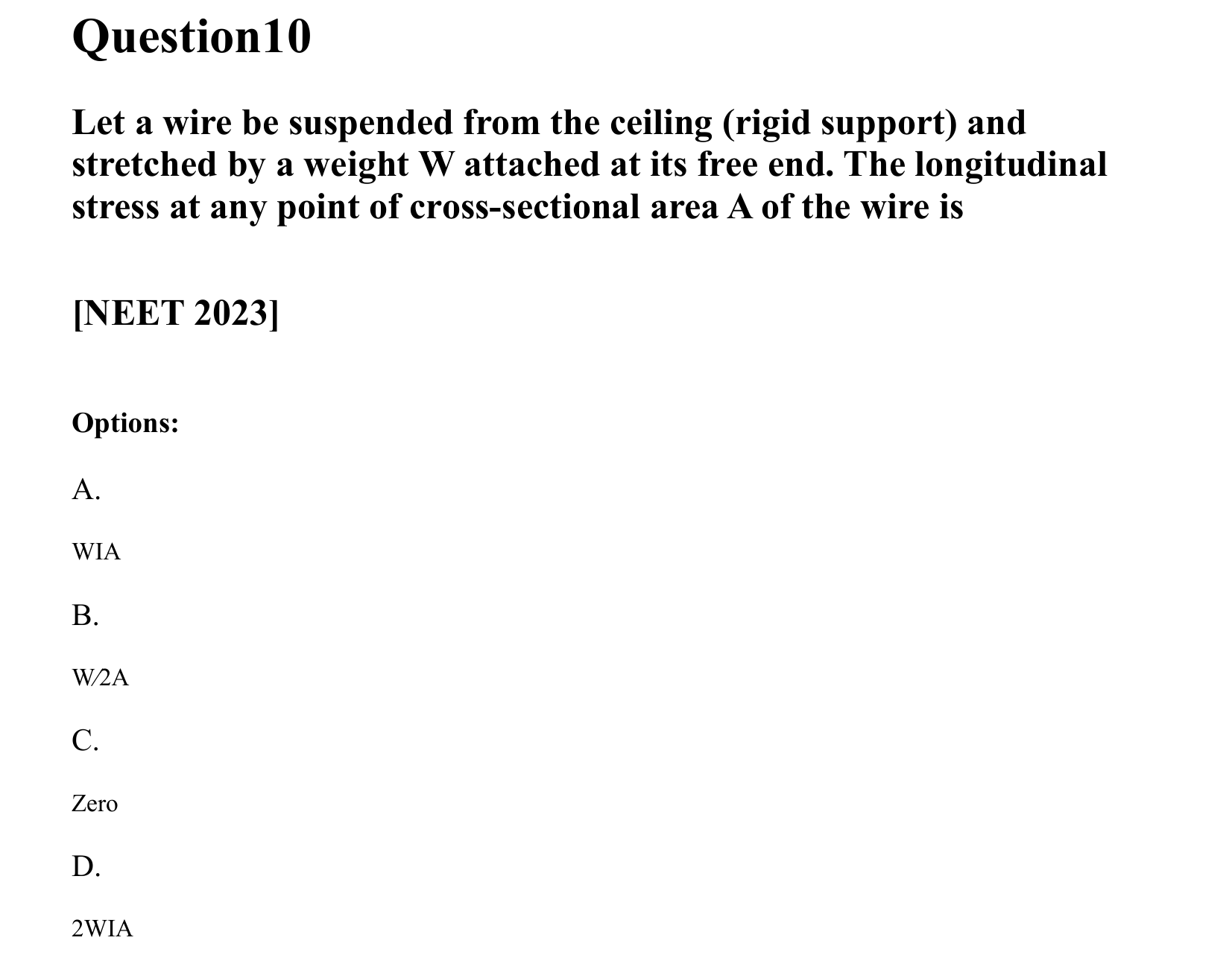 Mechanical Properties of Matter and Fluids question 10