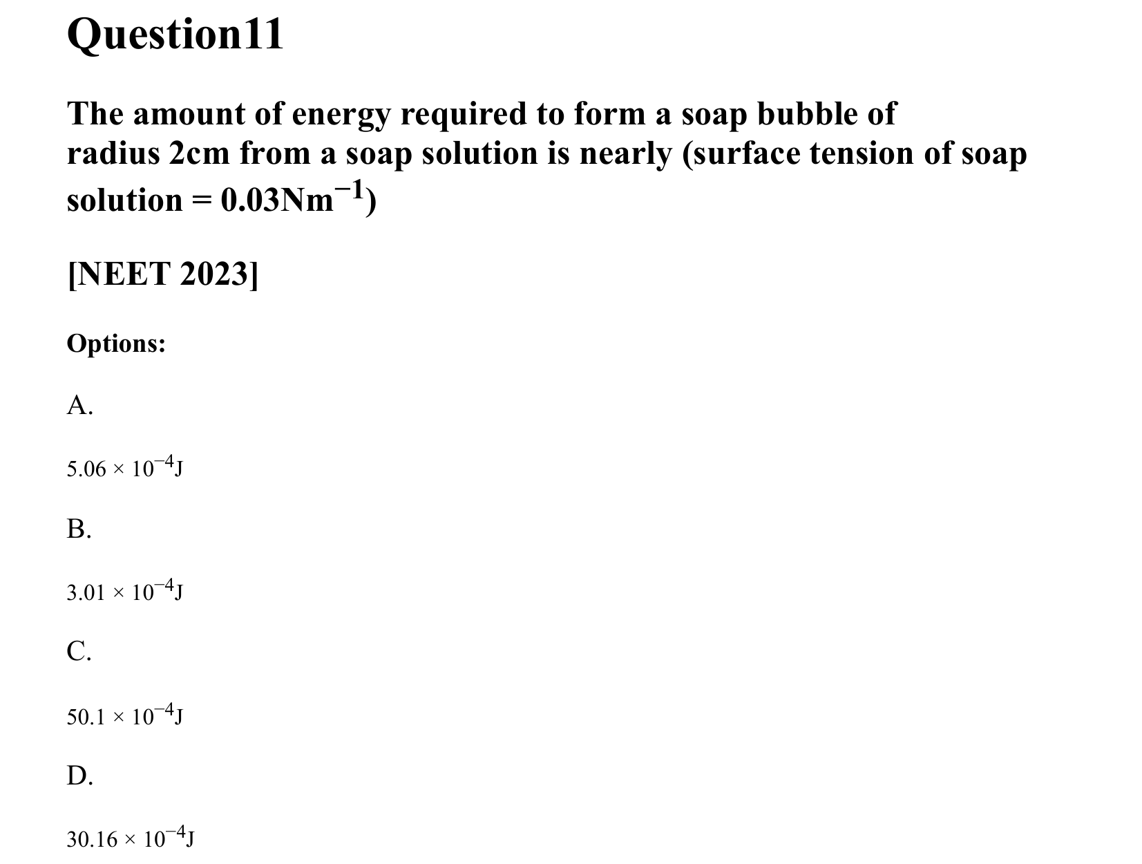 Mechanical Properties of Matter and Fluids question 11