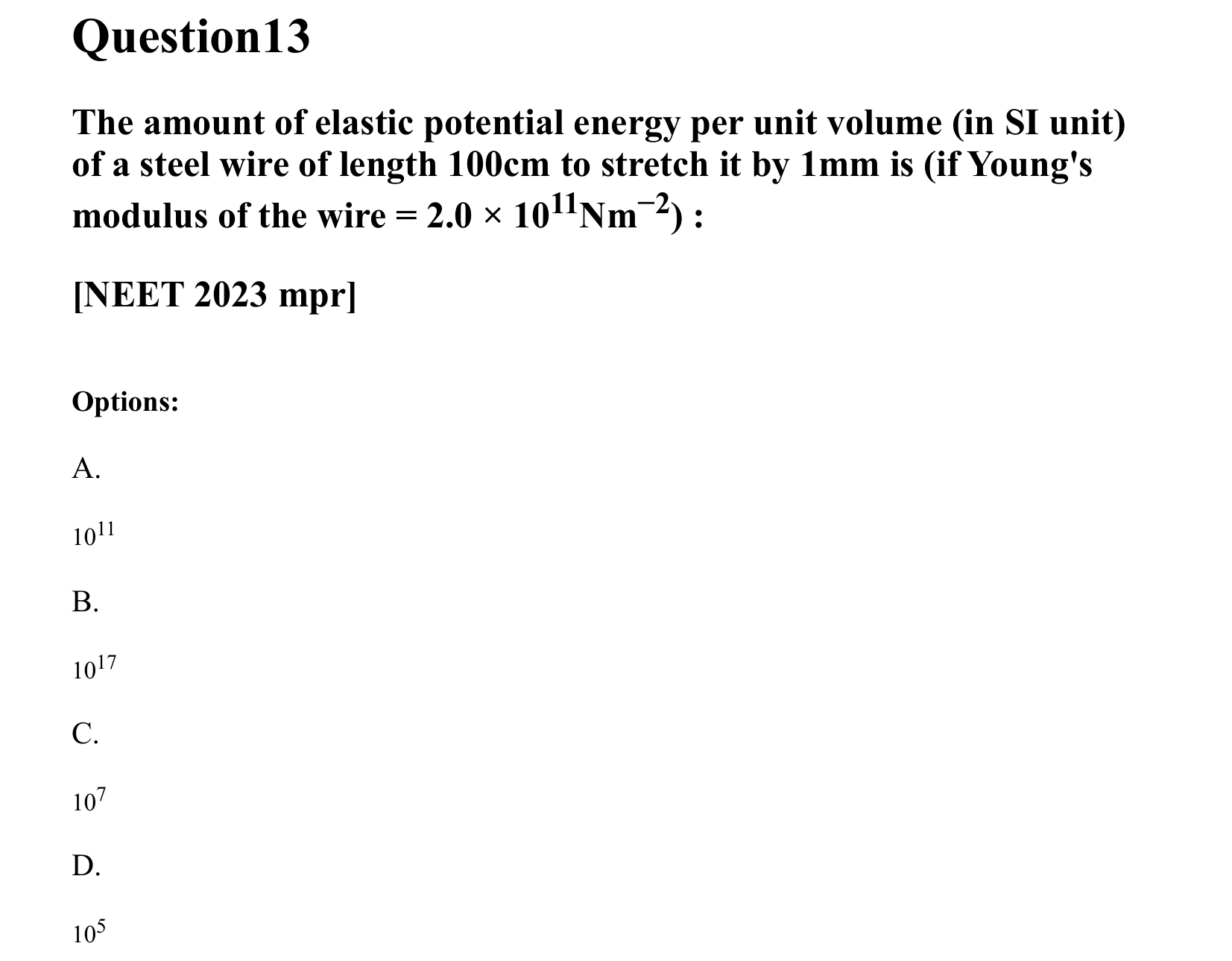 Mechanical Properties of Matter and Fluids question 13