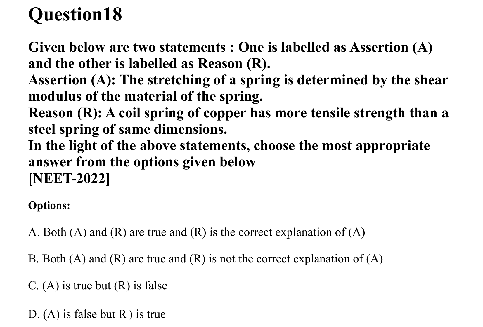 Mechanical Properties of Matter and Fluids question 18