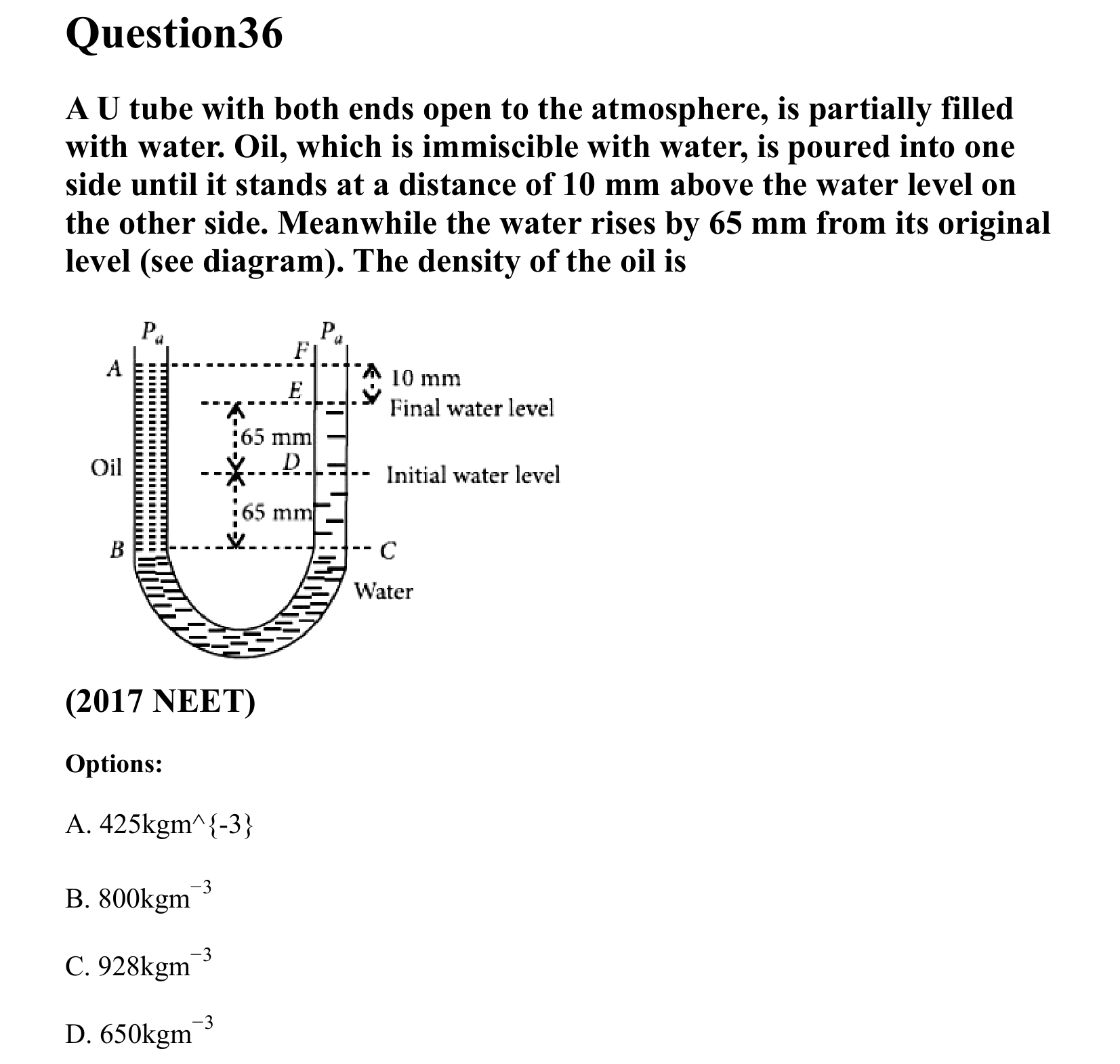 Mechanical Properties of Matter and Fluids question 36