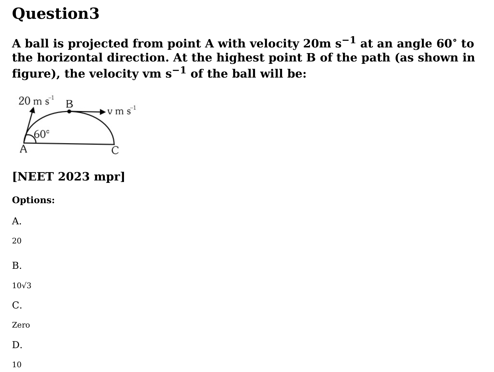 Motion in a Plane question 3