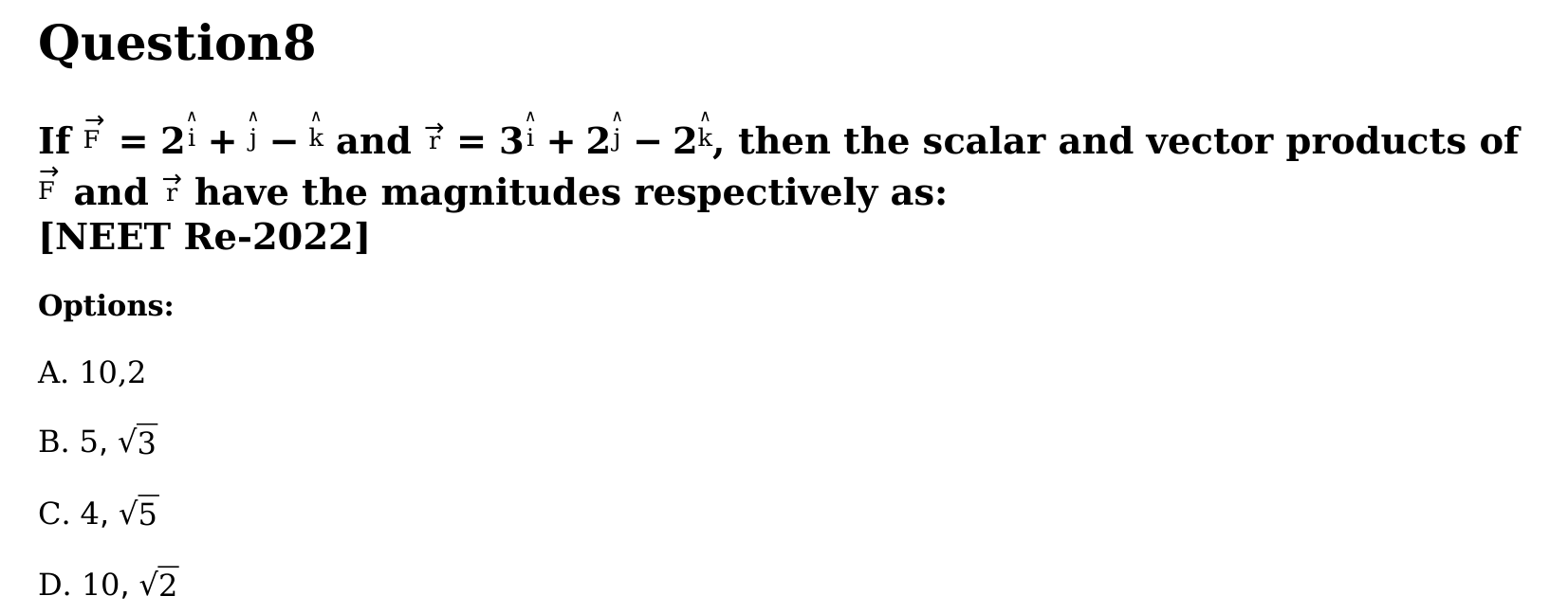 Motion in a Plane question 8