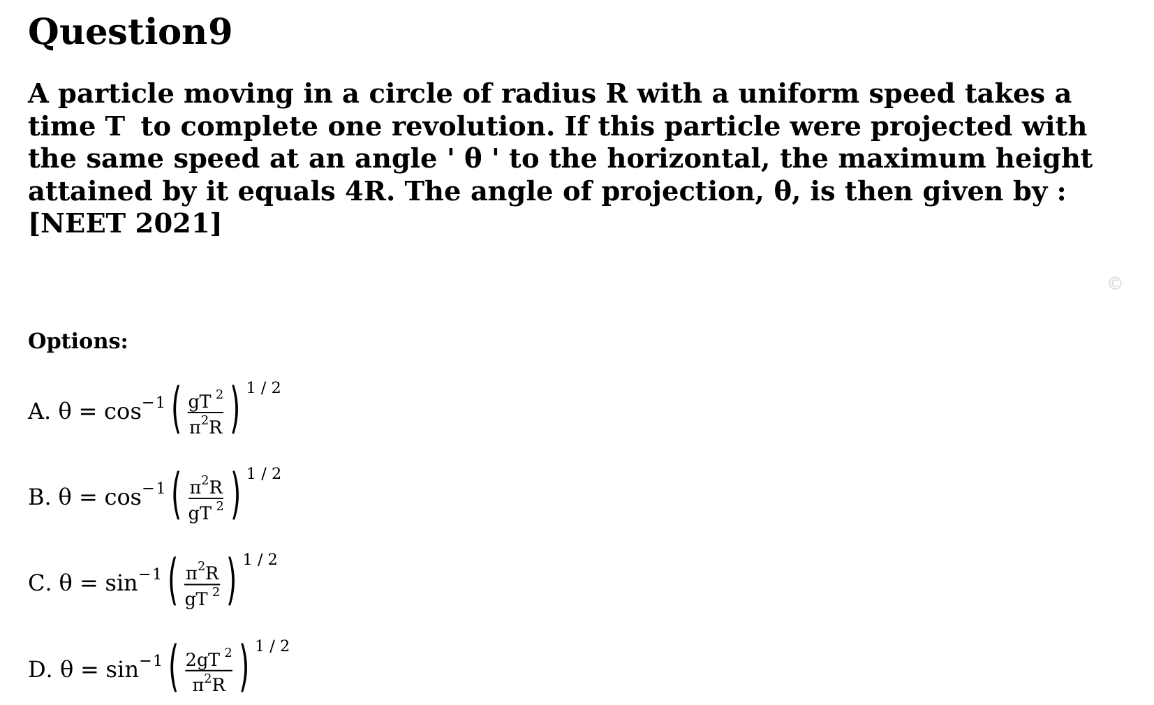 Motion in a Plane question 9