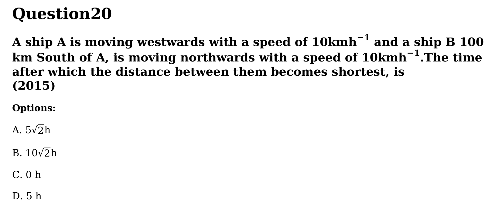 Motion in a Plane question 20