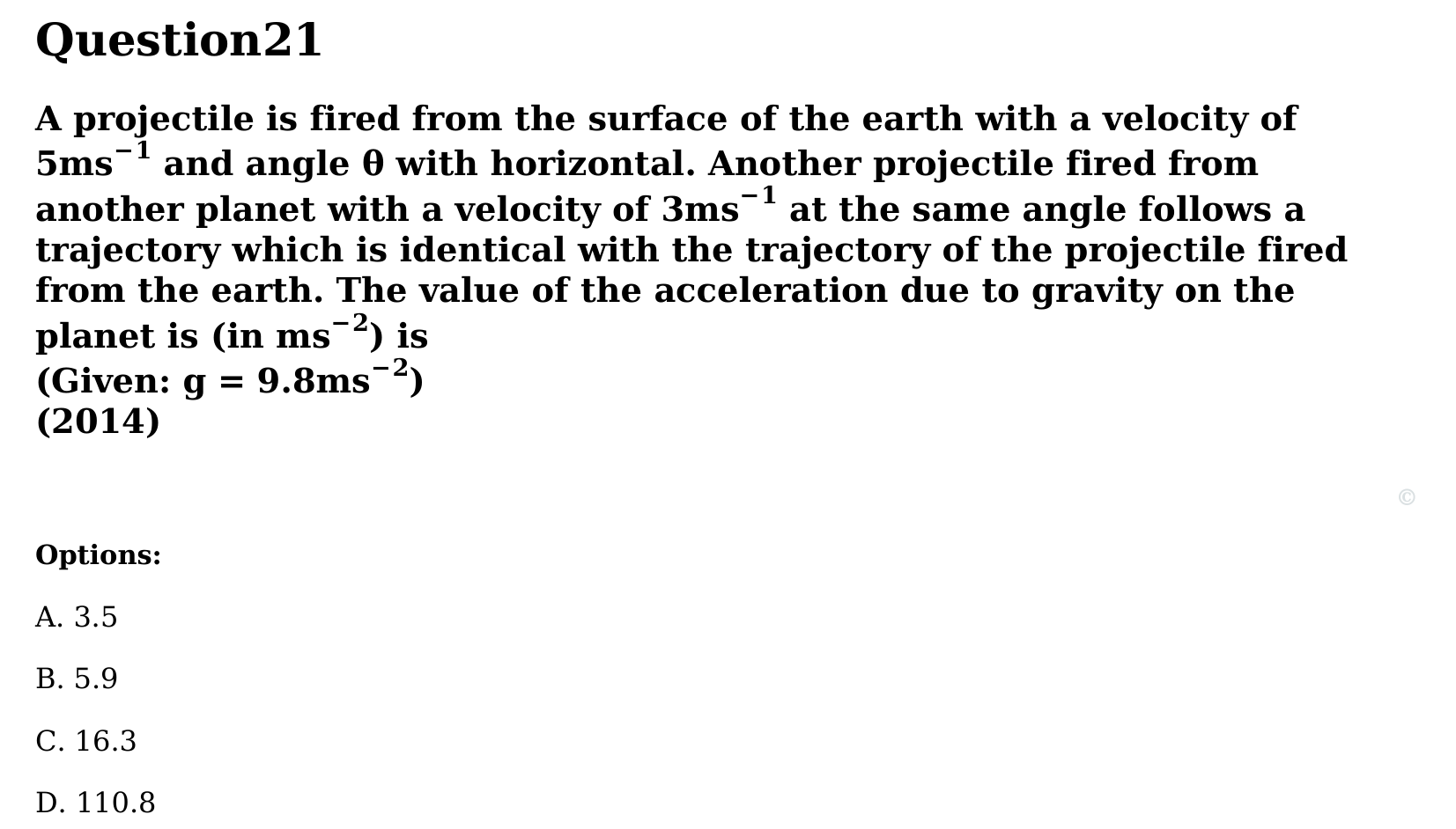 Motion in a Plane question 21