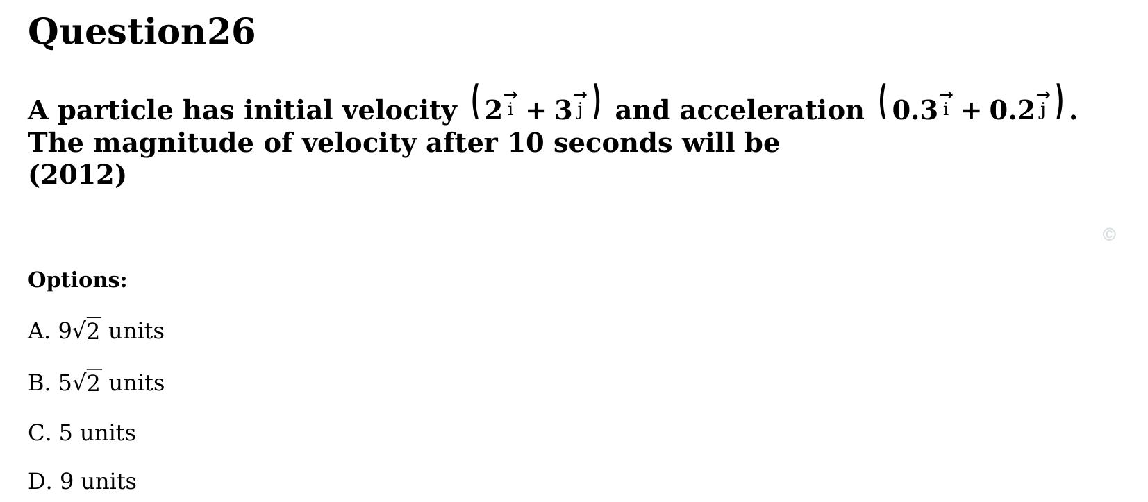 Motion in a Plane question 26