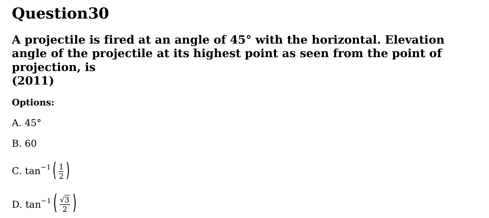 Motion in a Plane question 30