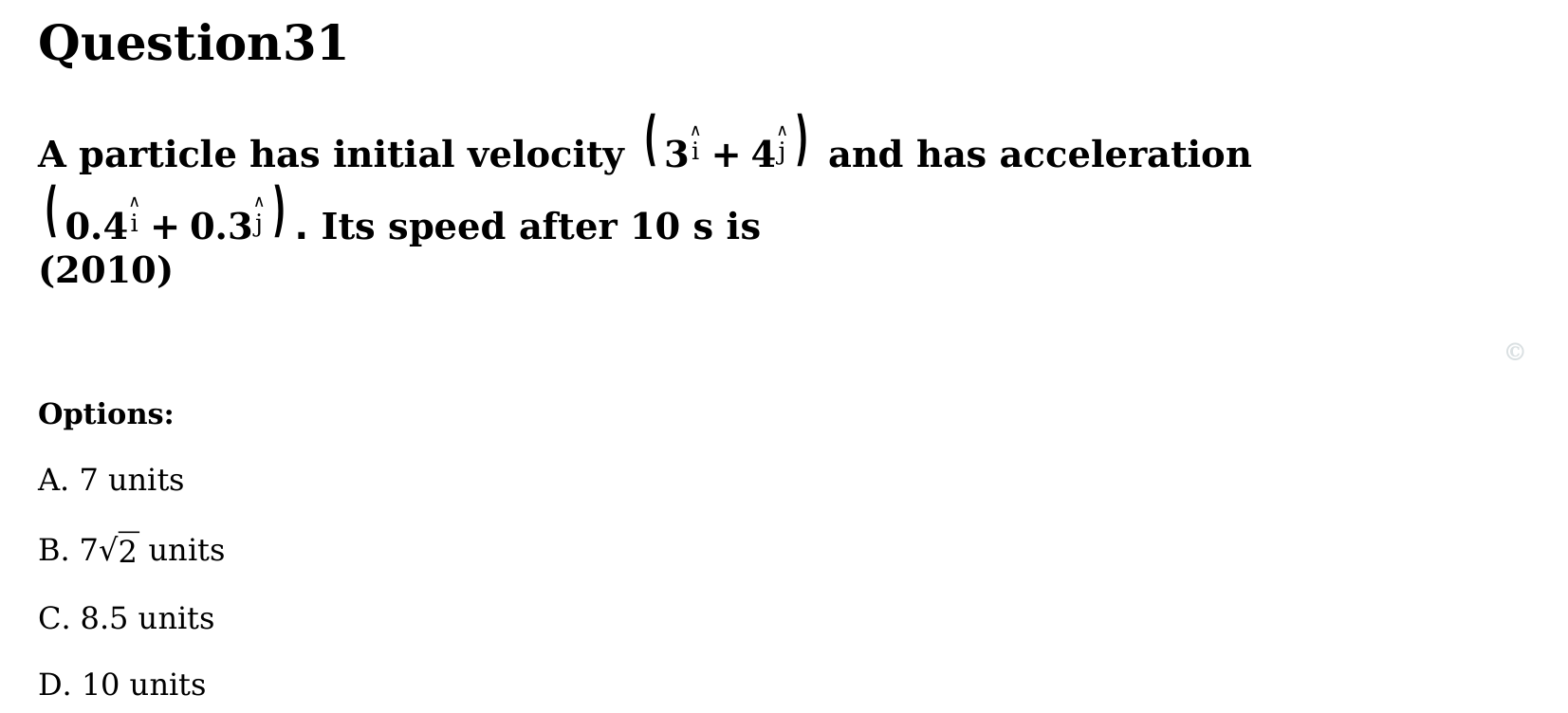Motion in a Plane question 31