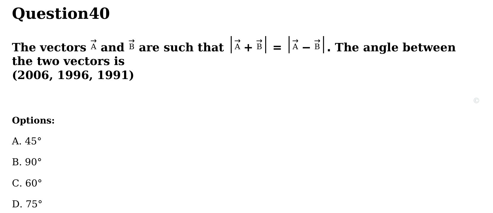 Motion in a Plane question 40