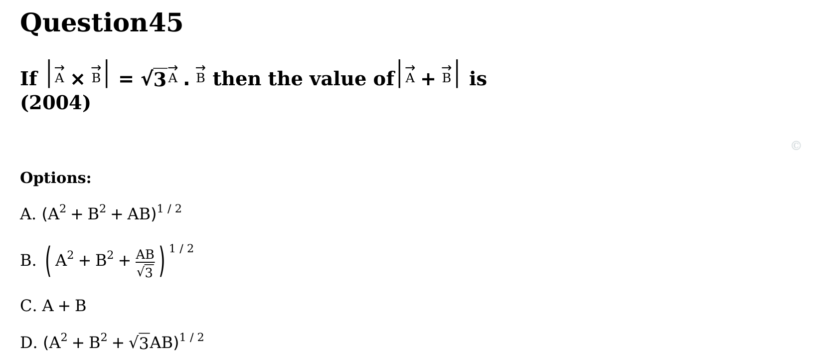 Motion in a Plane question 45