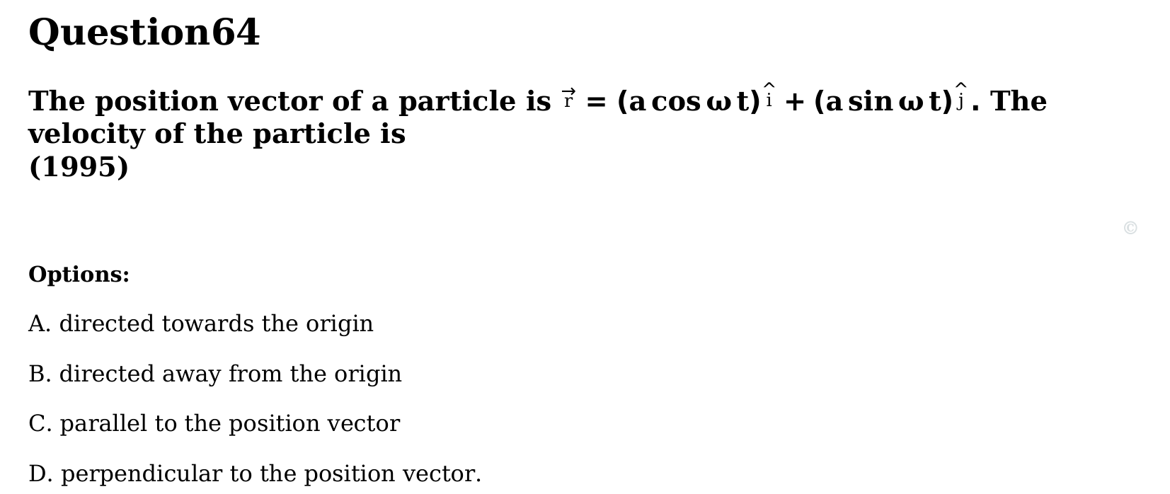 Motion in a Plane question 64