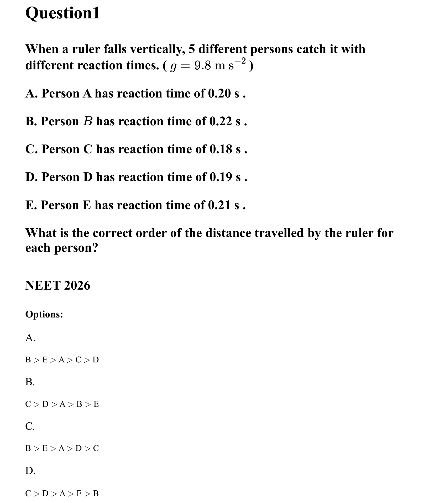 Motion in a Straight Line question 1