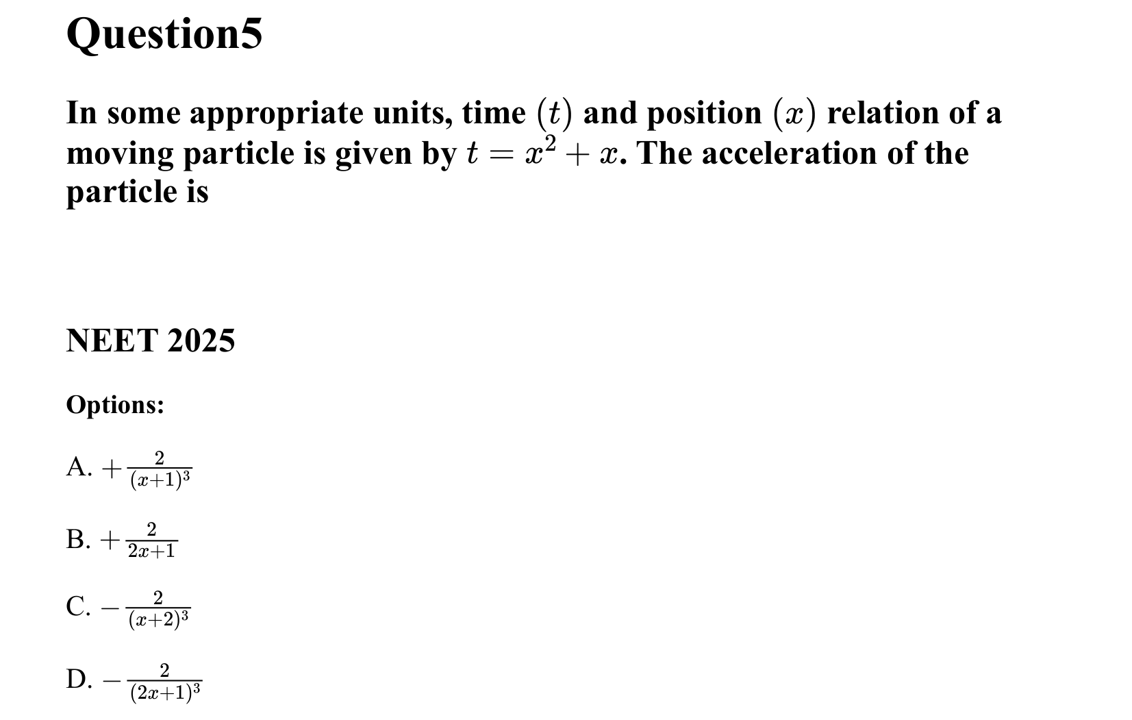 Motion in a Straight Line question 5
