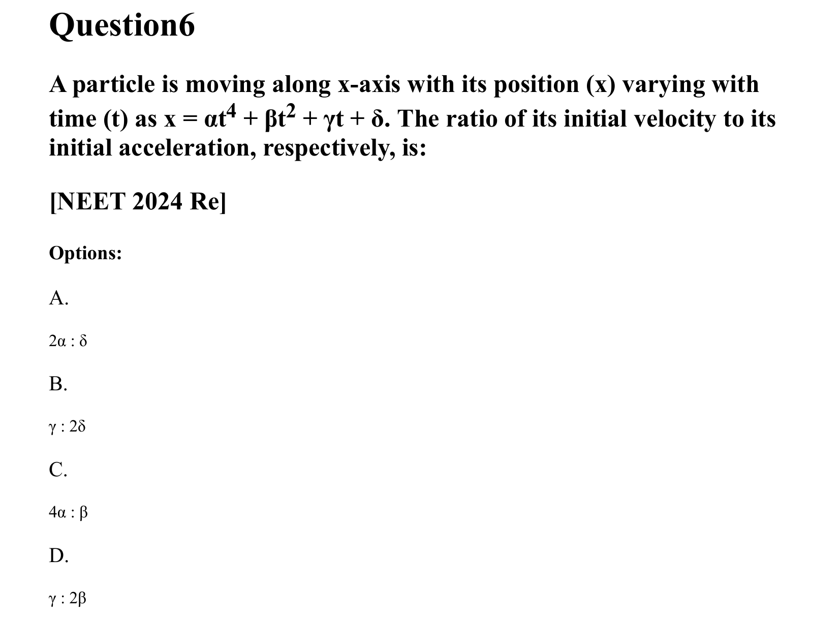Motion in a Straight Line question 6