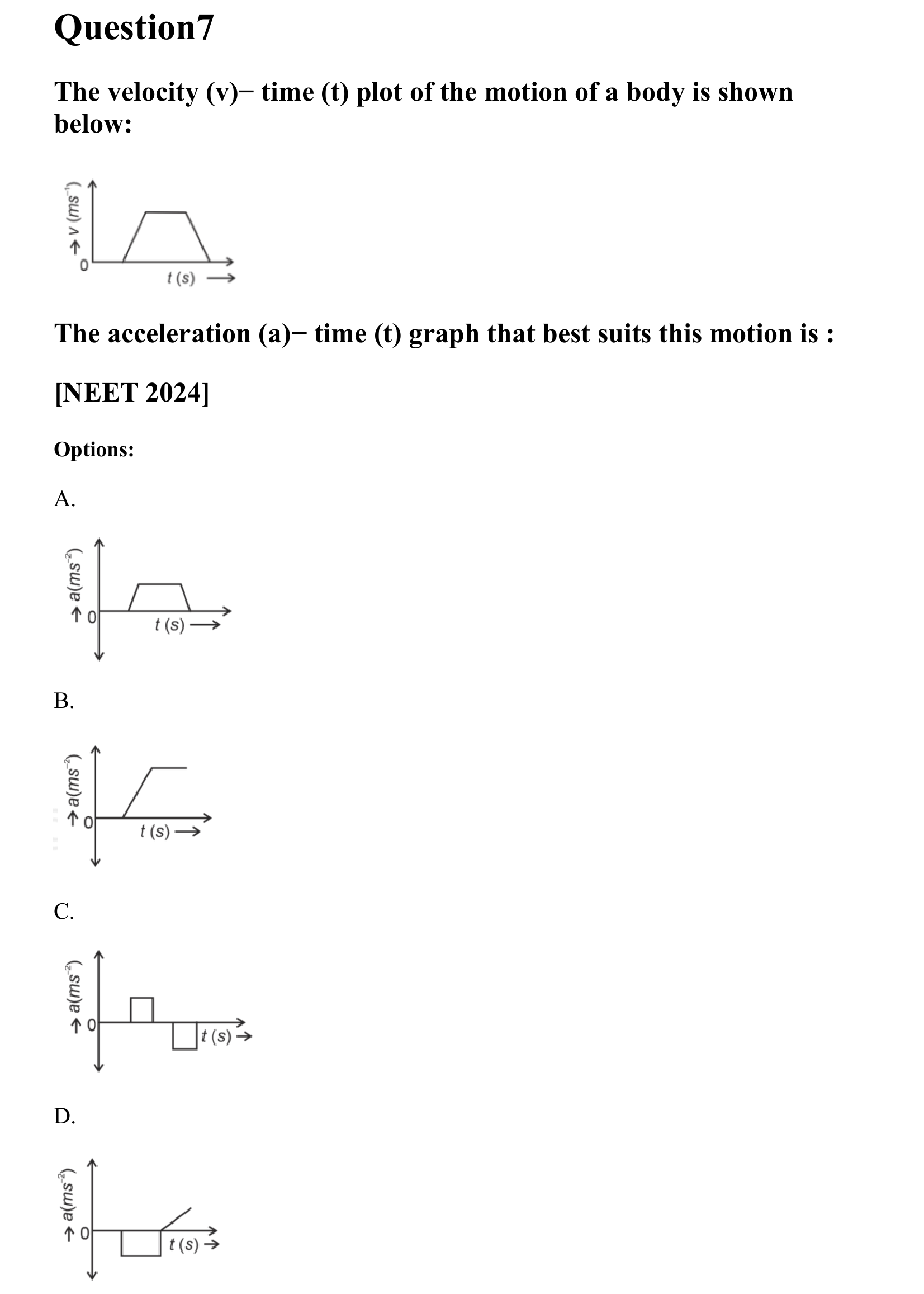 Motion in a Straight Line question 7