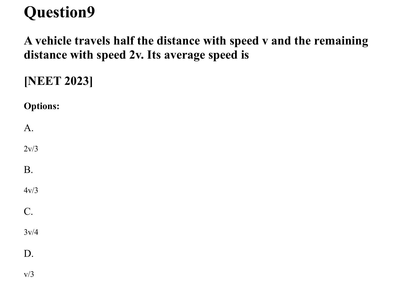Motion in a Straight Line question 9